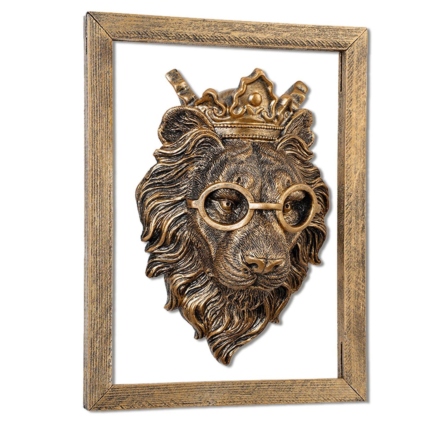 Zotabe 5PCs Animal Heads Wall Decor, Animal Sculptures Wall Dec, Moose Head Wall Mount, Lion Art, Resin Wall Hanging Decoration for Living Room Bedroom Kitchen Gift (Royal Specs Lion, 1)