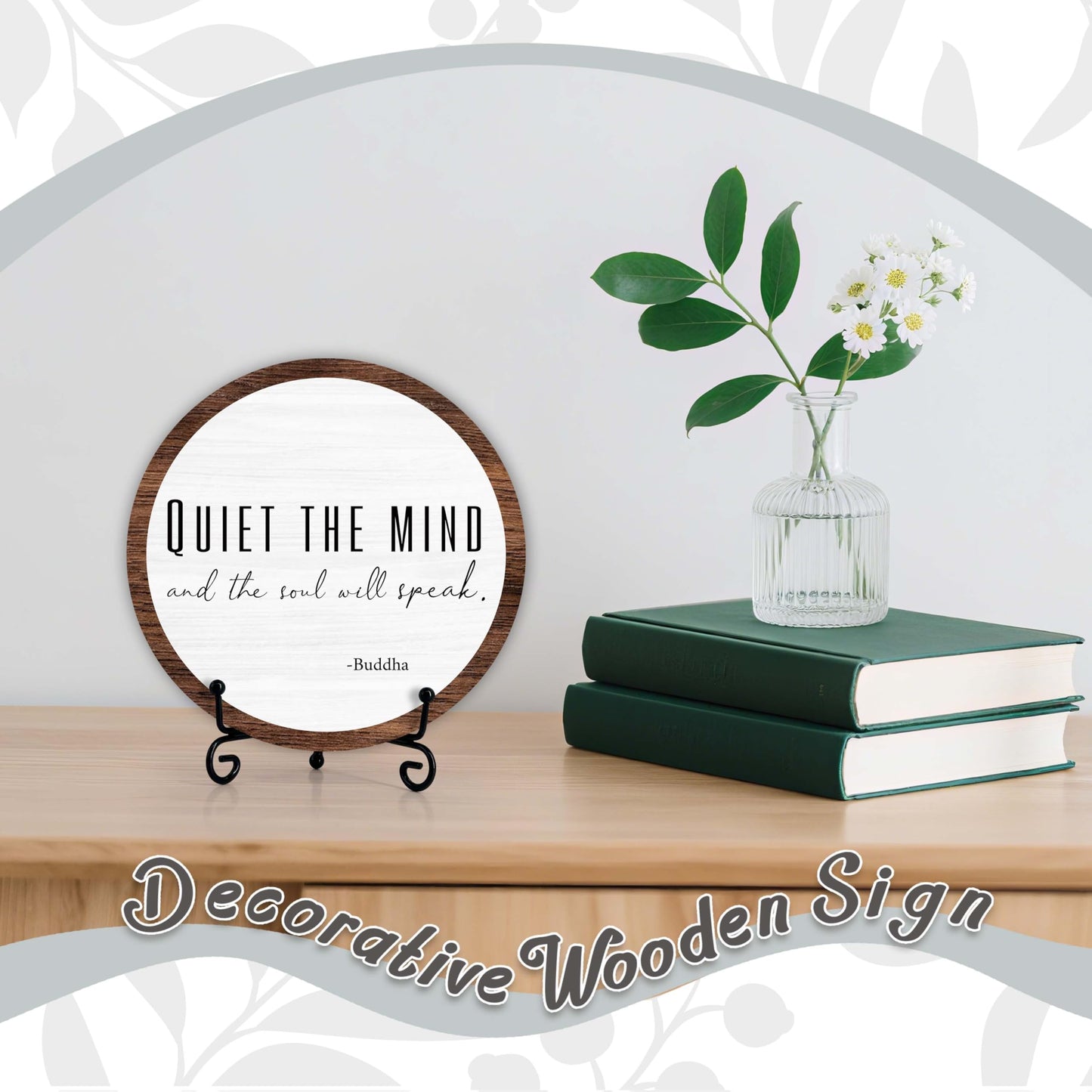 Spiritual Home Decor, Quiet The Mind And The Soul Will Speak Wood Decor Sign, Yoga Room Meditation Room Decor For Table Shelf, Inspirational Gifts For Woman Man Family Friend -a16