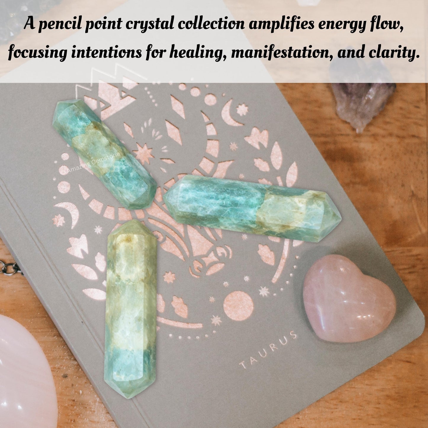 Aquamarine Crystal Points Bulk Healing Crystals and Stones - Pack of 3 Double Terminated Healing Wand Point Bulk Crystals for Crafts, Crystal Grid, DIY Work - Premium Crystals for Beginners Gifts
