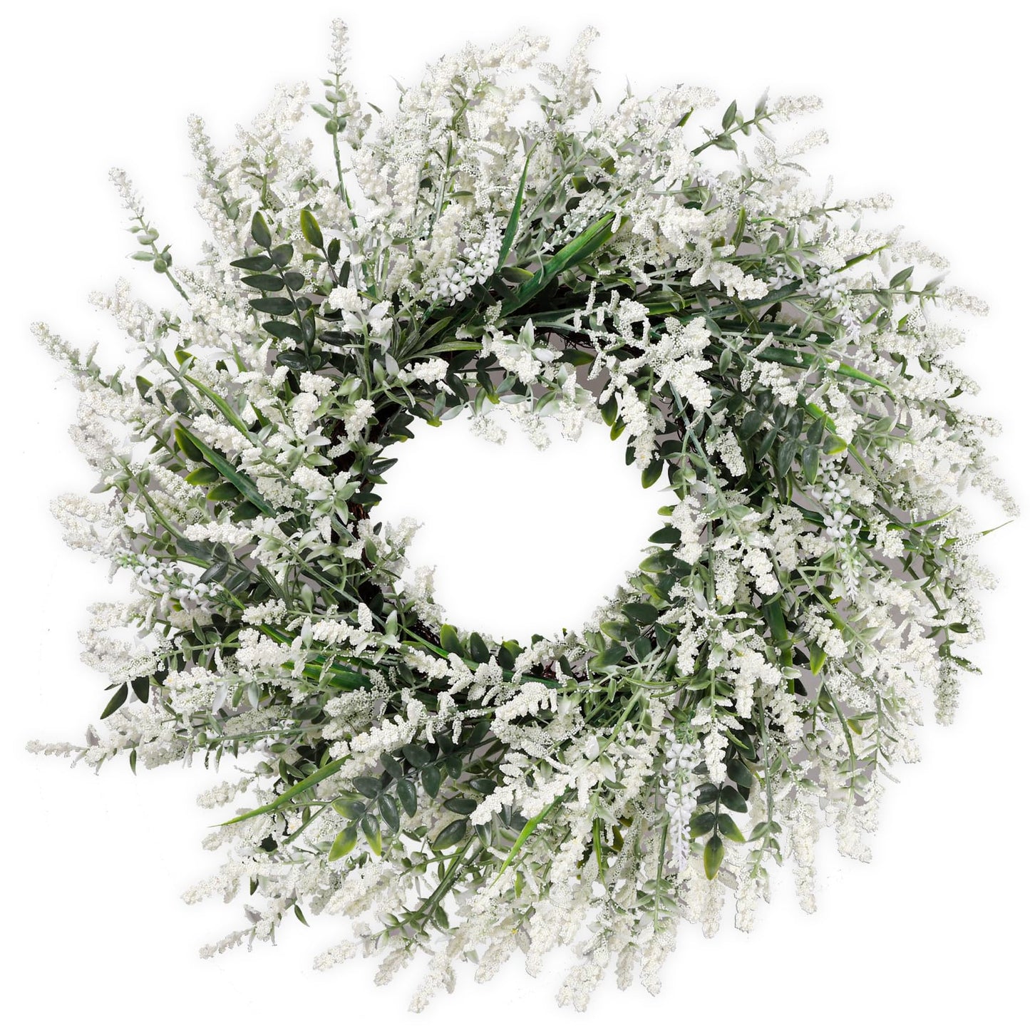26'' Large Lavender & Eucalyptus Wreath for Front Door - Artificial Eucalyptus Leaves Greenery Outdoor Wreath for Wedding Farmhouse Porch Wall Room Home Decor (White)