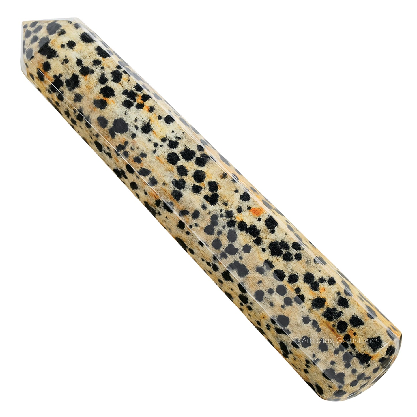 Amazing Gemstone Dalmatian Jasper Crystal Wand Massage Stick - Pelvic Wand Gua Sha for Adults - Crystals and Healing Stones Massage Wands for Adults Gifts (Pointed)