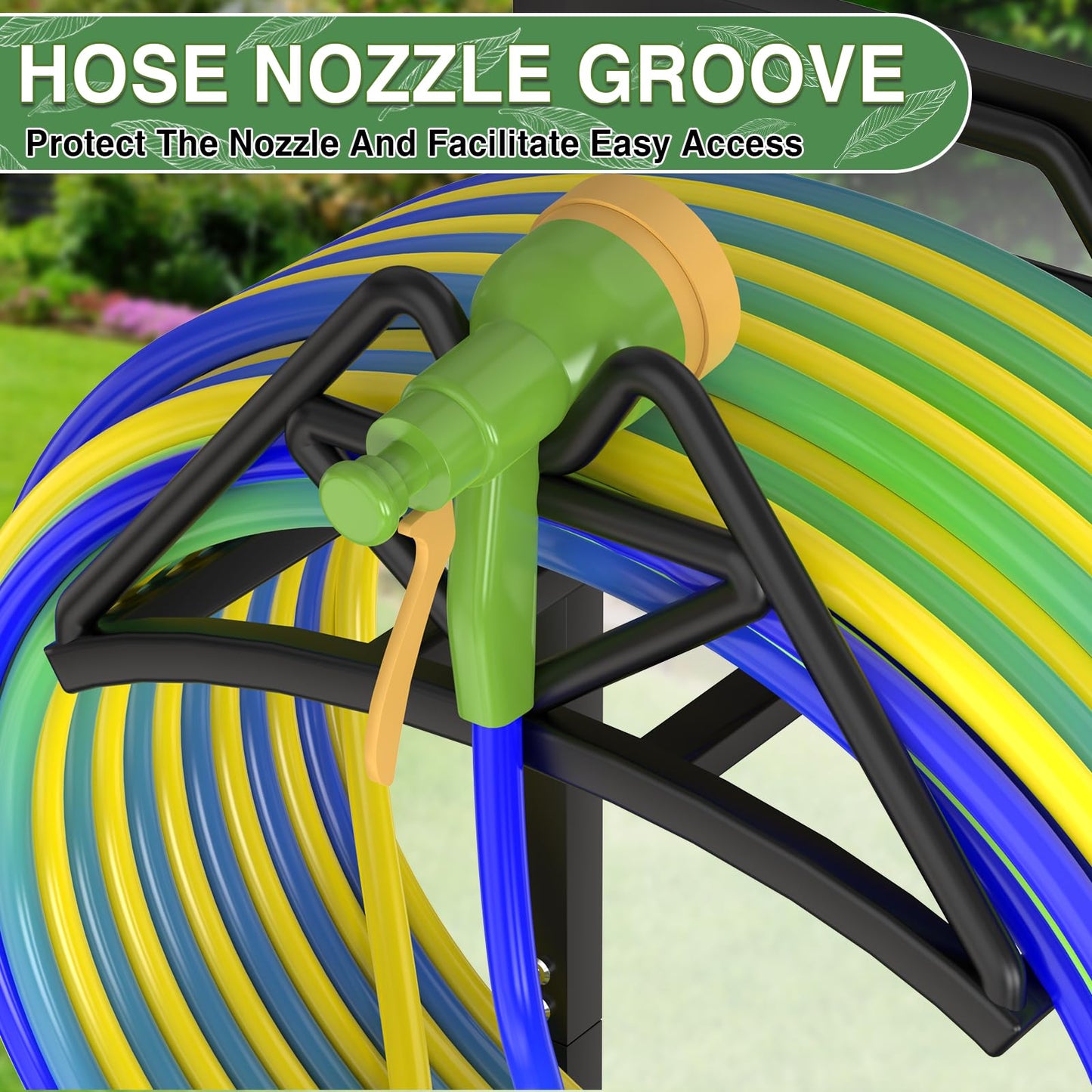 Qatsrin New Garden Hose Holder, Heavy Duty Freestanding Water Hose Holder Stand Holds 160-feet Hose, Detachable Hose Storage Reels Hanger Rack for Outside Yard Lawn Farm