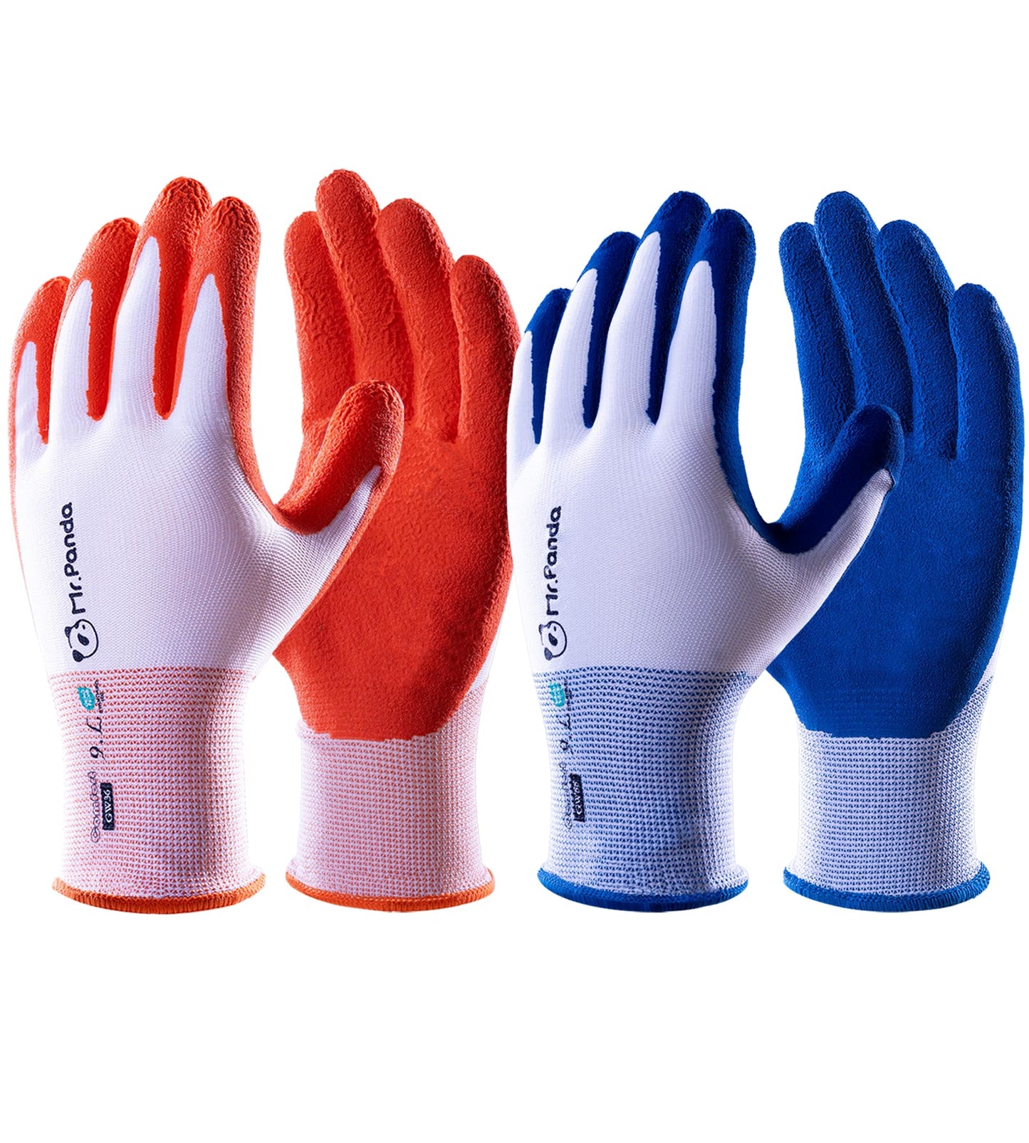 Mr.Panda 2 Pairs Skin-Friendly Gardening Gloves for Women, Latex Coated Garden Gloves, Ladies Outdoor Yard Work Gloves, Breathable, Blue & Red, Medium