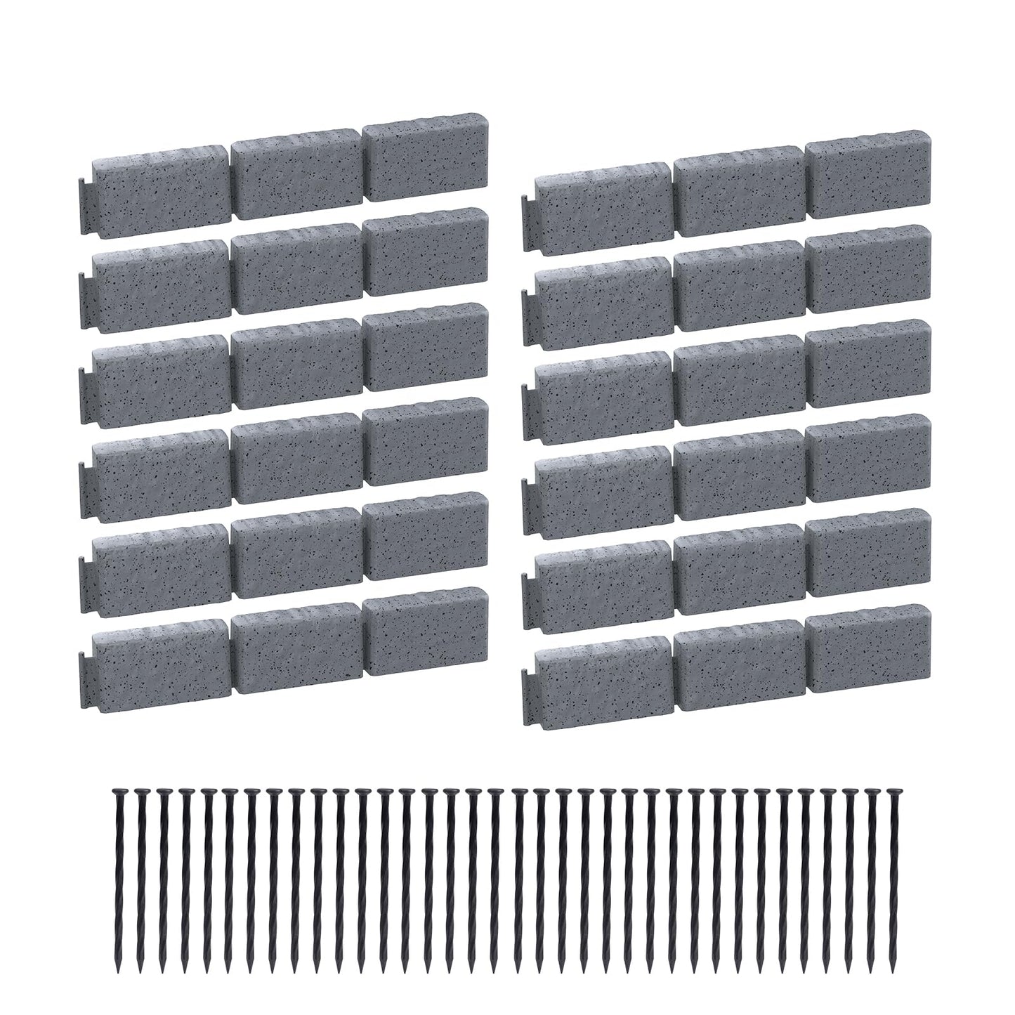 AGTEK Garden Edging 16FT Landscape Edging Kit 2.75 Inch Height Decorative Garden Border No Dig Lawn Border for Yard Flower Bed with 26 Stakes, Grey