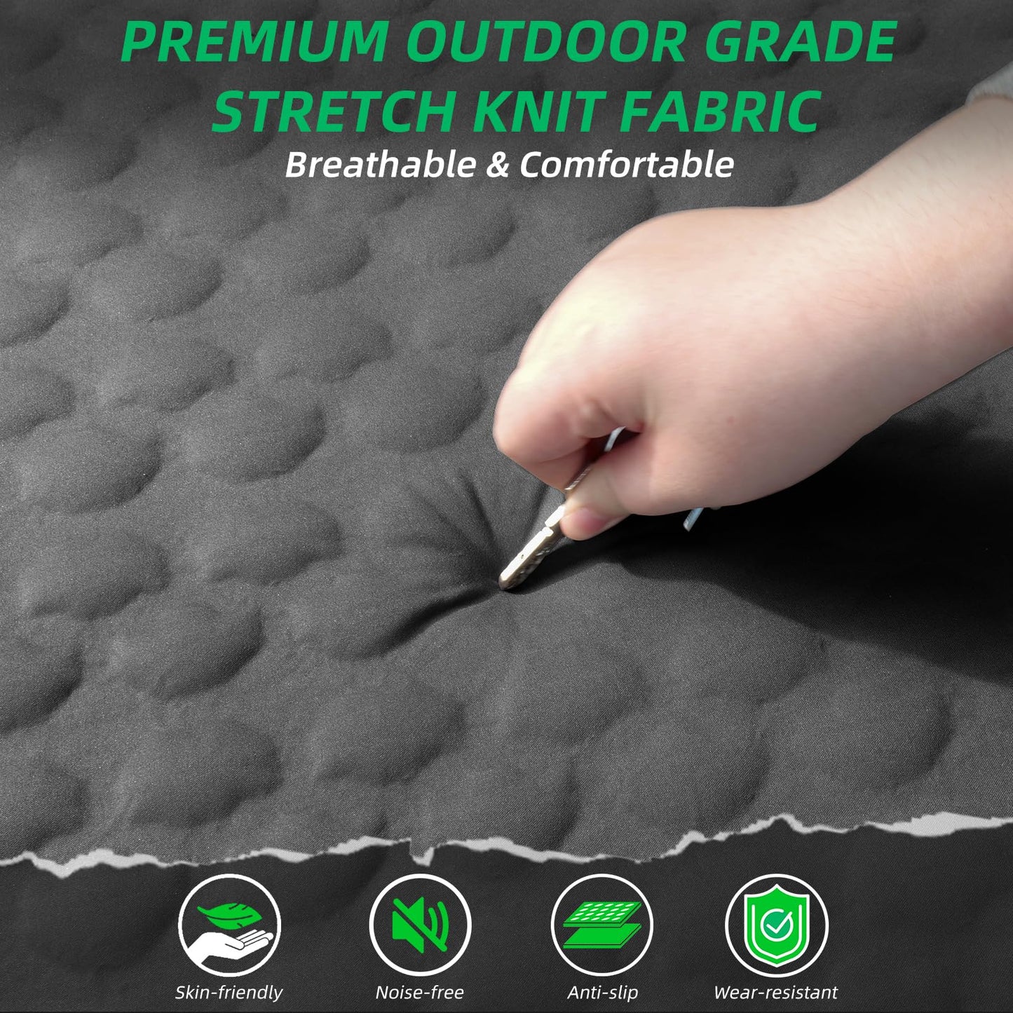 TPYOCQU Self Inflating Sleeping Pad with Electric Pump, 4" Ultra-Thick Memory Foam Camping Sleeping Mat with Pillow, 9.5 R-Value Insulated Camping Pad Mattress for Travel Car Tent (Grey-4Inches)