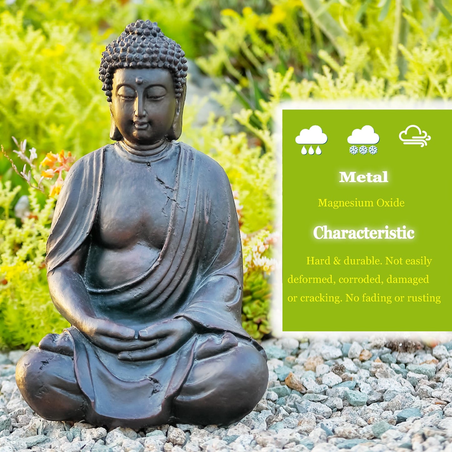 Phaxth 15" Buddha Statue Outdoor, Buddha Statues for Home Decor Indoor, Zen Decor Buda Garden Statues for Yard, Patio Gift