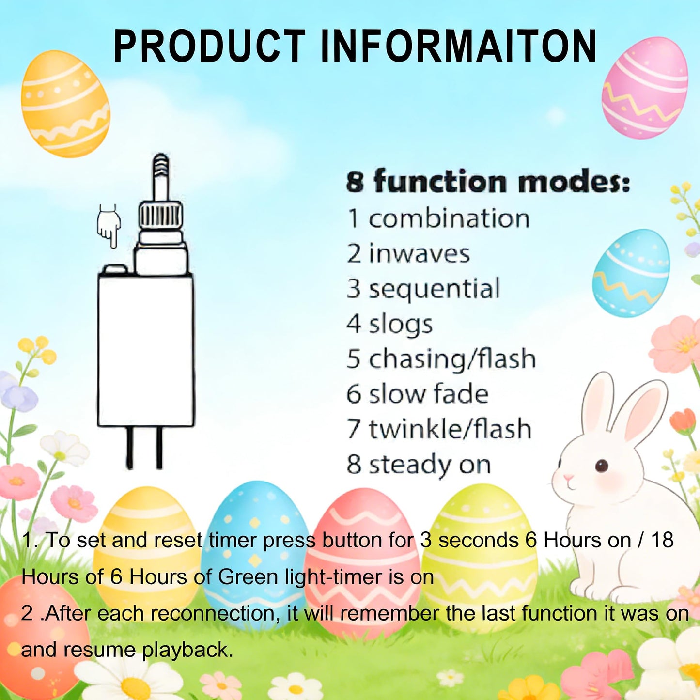 Dazzle Bright Easter Lights, 222LED 9FT Pastel Rabbit and Eggs Curtain String Lights with 8 Modes, Plug in Easter Decorations for Indoor Window Outdoor Party Decor (Pastel)