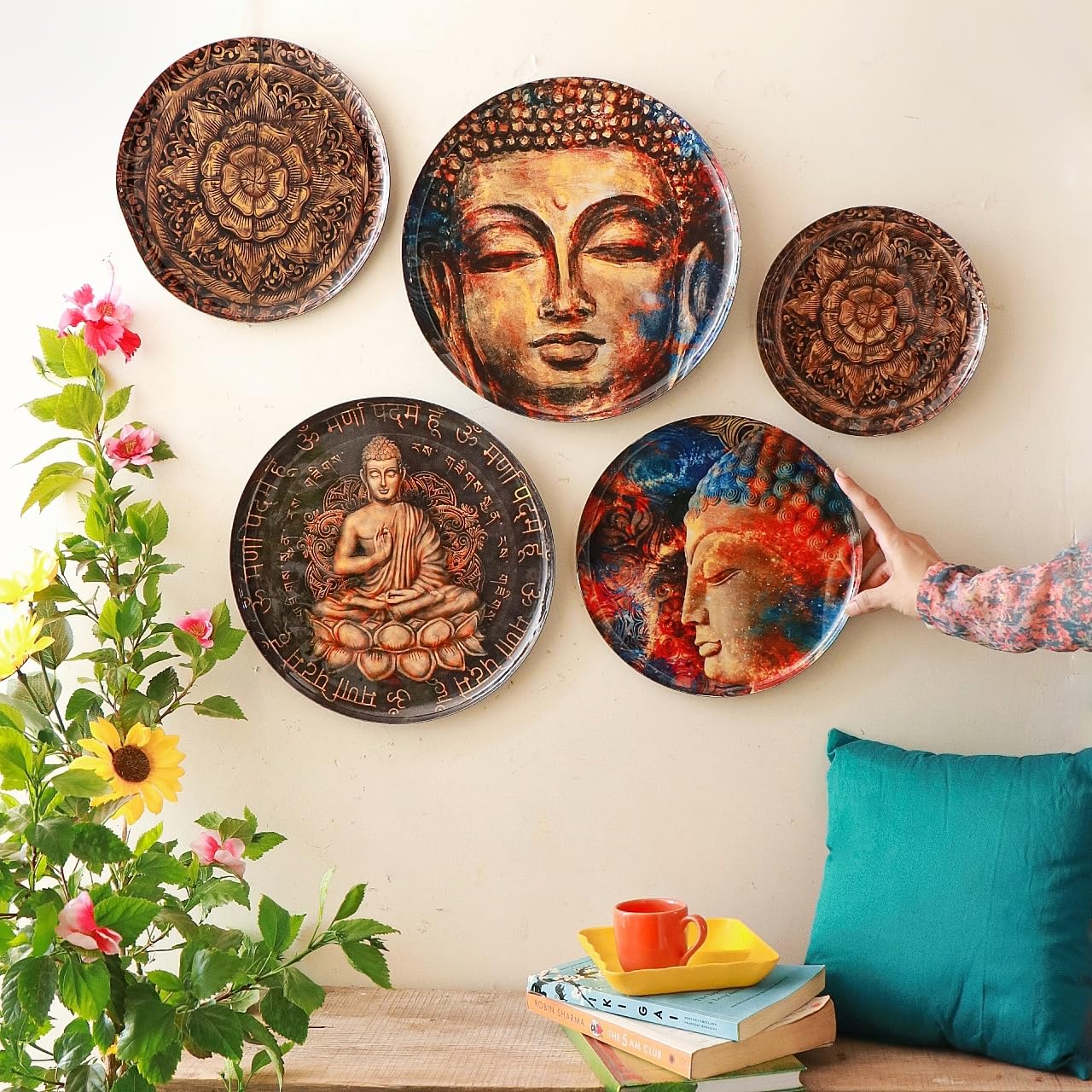 RITUALISTIC Nirvana Wall Plates- Set of 5 (Brown) | Decorative Wall Plates Hanging Room Decor Plate Wedding Gift | Valentine's day gifts