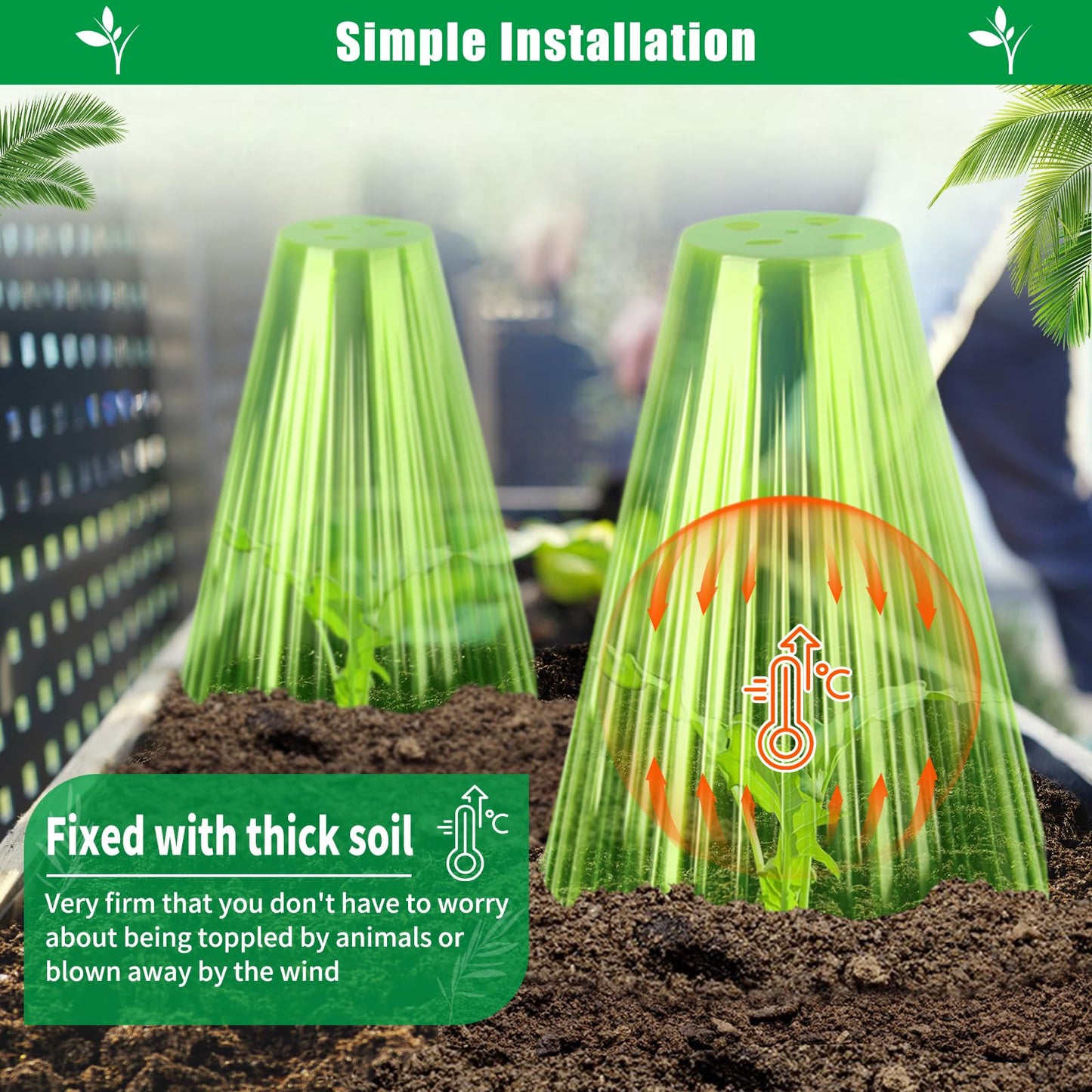 jixsloft 30 Pack Garden Cloches for Plants, Reusable Bell Plant Cover, Plant Covers Protectors from Animals Snails Birds Chickens Insect, 9.18" H X 7.56" D