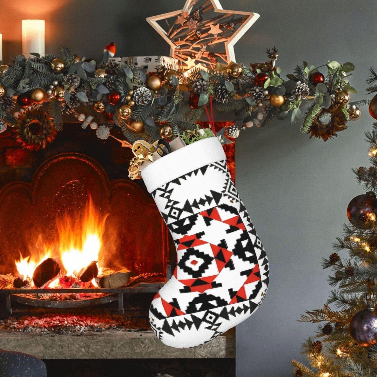 UUIKLPOL Decorative Art Print Holiday Decorative Socks,Classic Christmas Stockings Festive Ornaments,Joyful Season Socks