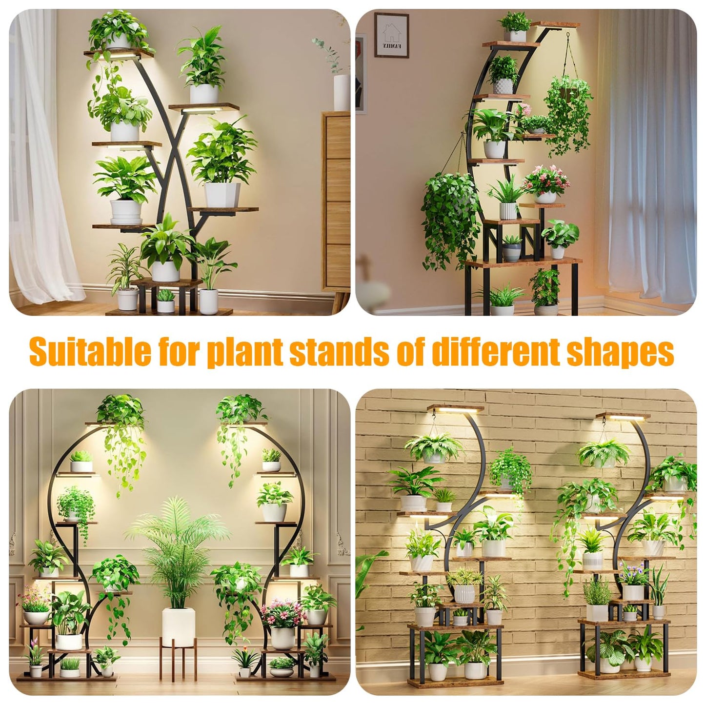 8.6'' Mini Two Strip Growing Lamp for Indoor Plants, 3000K Full Spectrum LED Grow Light Strips with Auto ON/Off 3/9/12H Timer & 10 Dimmable Levels for Green House Succulent (2 Head×2 Pack)