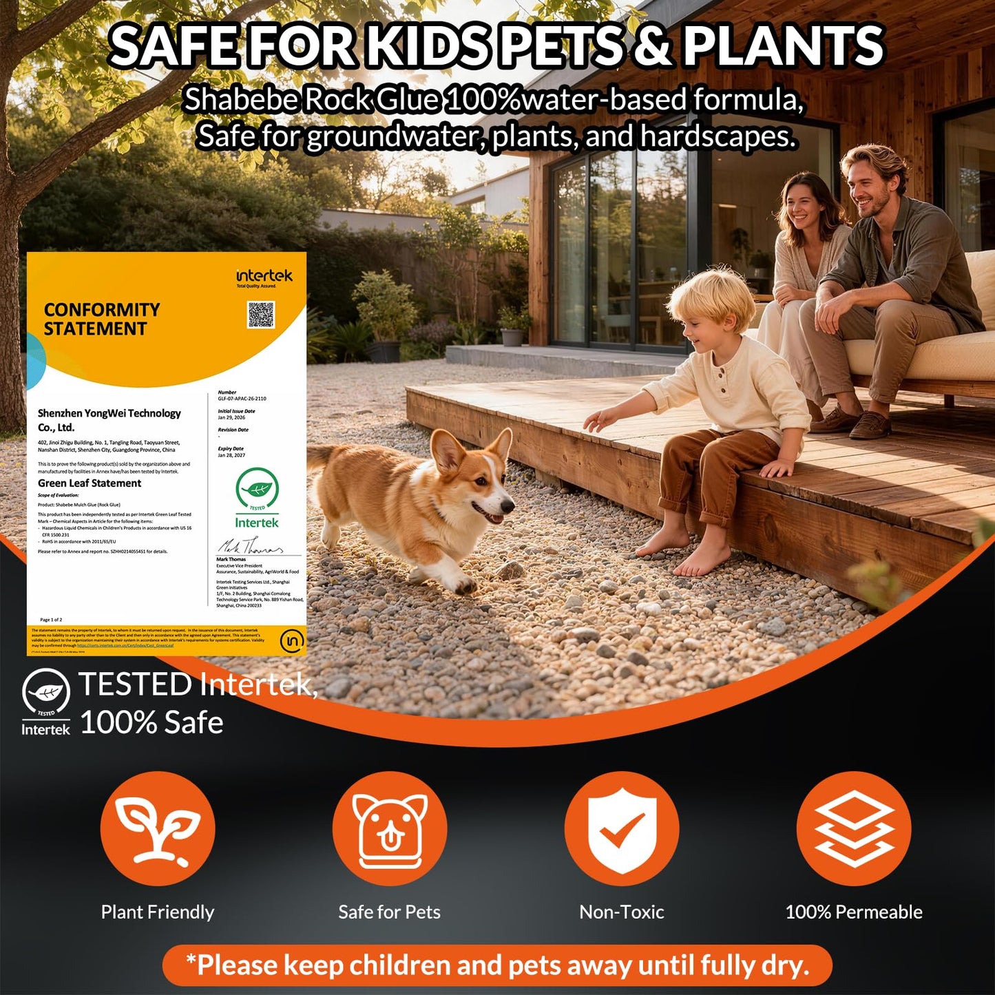 Shabebe Mulch Hold for Landscaping, 4 Gallon 20X Super Hold Rock Glue Gravel Binder,100% Water-Permeable Pea Gravel Stabilizer, Pet Safe Long Lasting Mulch Stone Adhesive for Paths, Patios & Borders