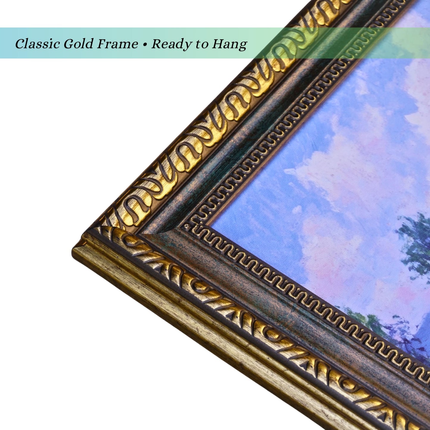 TAKORO Hand-Painted Textured Wildflower Field Canvas Art with Eco-Friendly Frame, Claude Monet Style Wall Decor OD Size 27"x16.75"