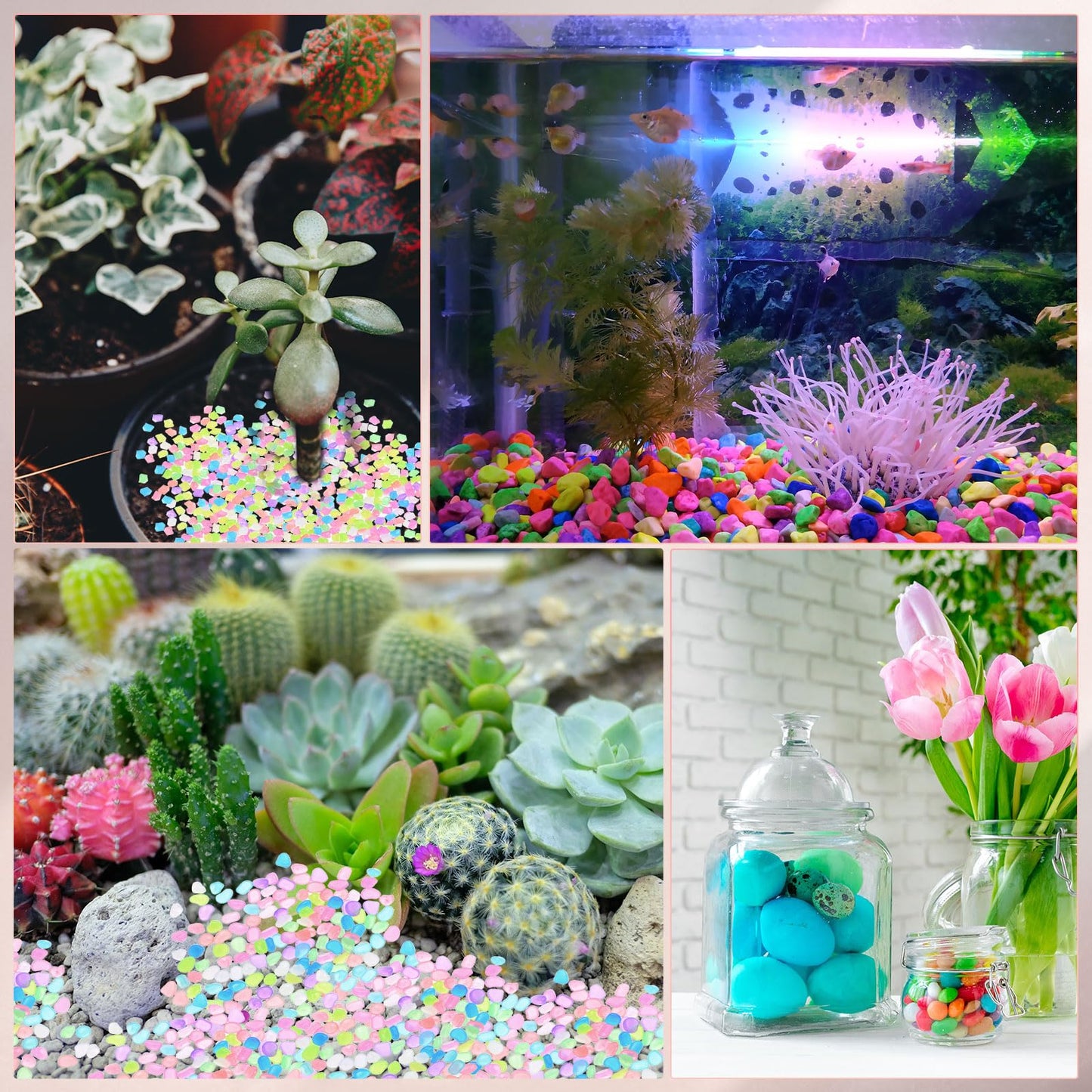 M METERXITY 50-Pack Glow in The Dark Rocks, 1.77" Resin Outdoor Garden Decorations Luminous Pebbles Stones for Garden Plants/Aquarium/Backyard Path, Aquarium Gravel [Orange]