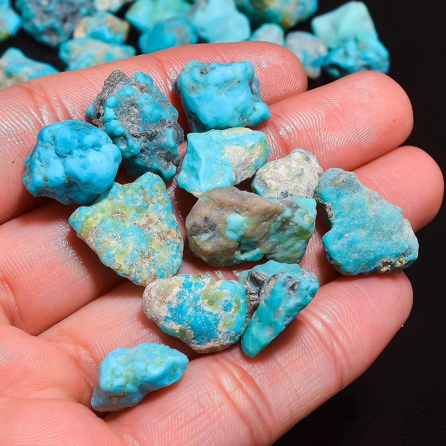 GEMKORA 25 cts, 4-5pcs, Genuine Raw Turquoise Stone, Loose Gemstone and Crystals, Wholesale Lot, Blue Rough Crystals, Turquoise Rock, Jewelry Making Supplies, DIY & Crafts [10-15 mm]