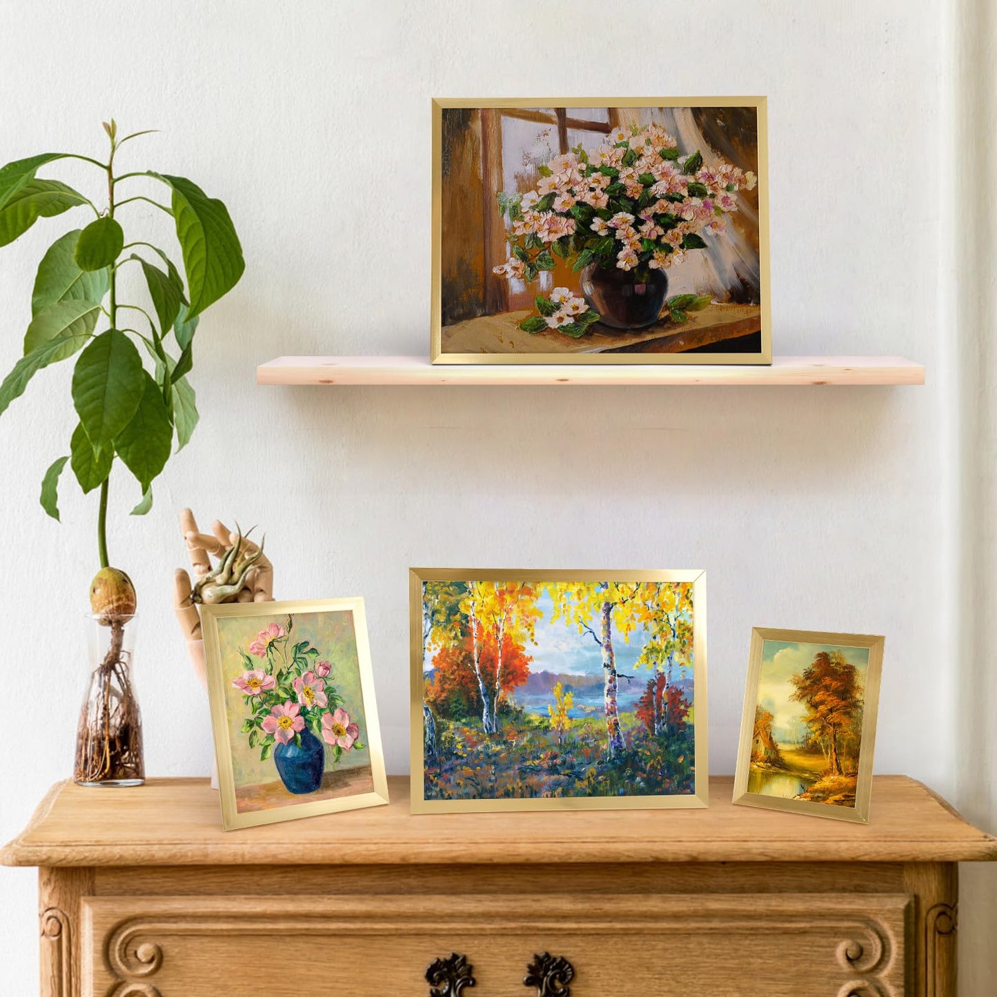Giftgarden 16 Pack Gold Picture Frames for Multi Sizes Photos, Assorted Set Including Two 11x14, Two 8x10, Six 5x7, Six 4x6, Gallery Collage Frame for Wall or Tabletop Display