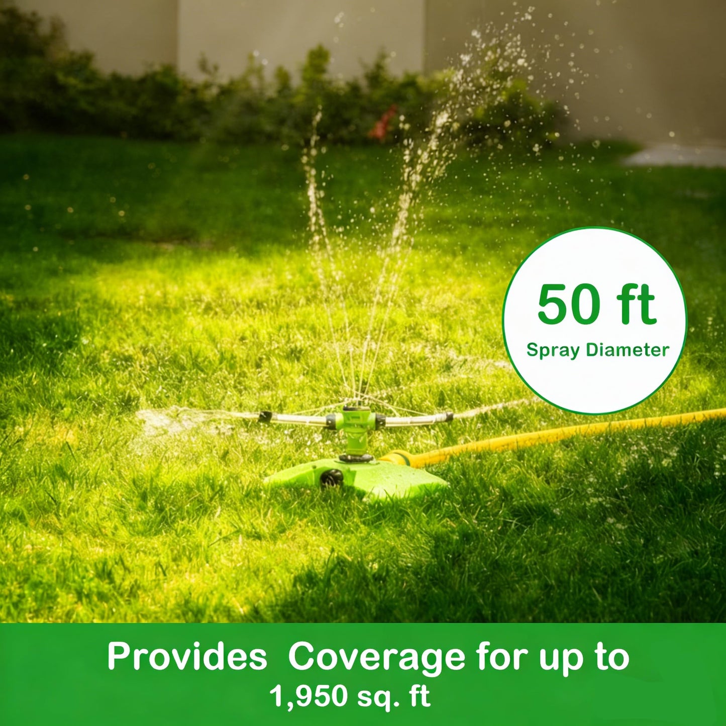 [2 Pack] TEIENNA Heavy Duty 2-Arm Sprinkler with Base, 360° Automatic Rotary Lawn Sprinkler System for Garden Plant, Flower Bed & Yard Watering – Large Area Coverage Irrigation