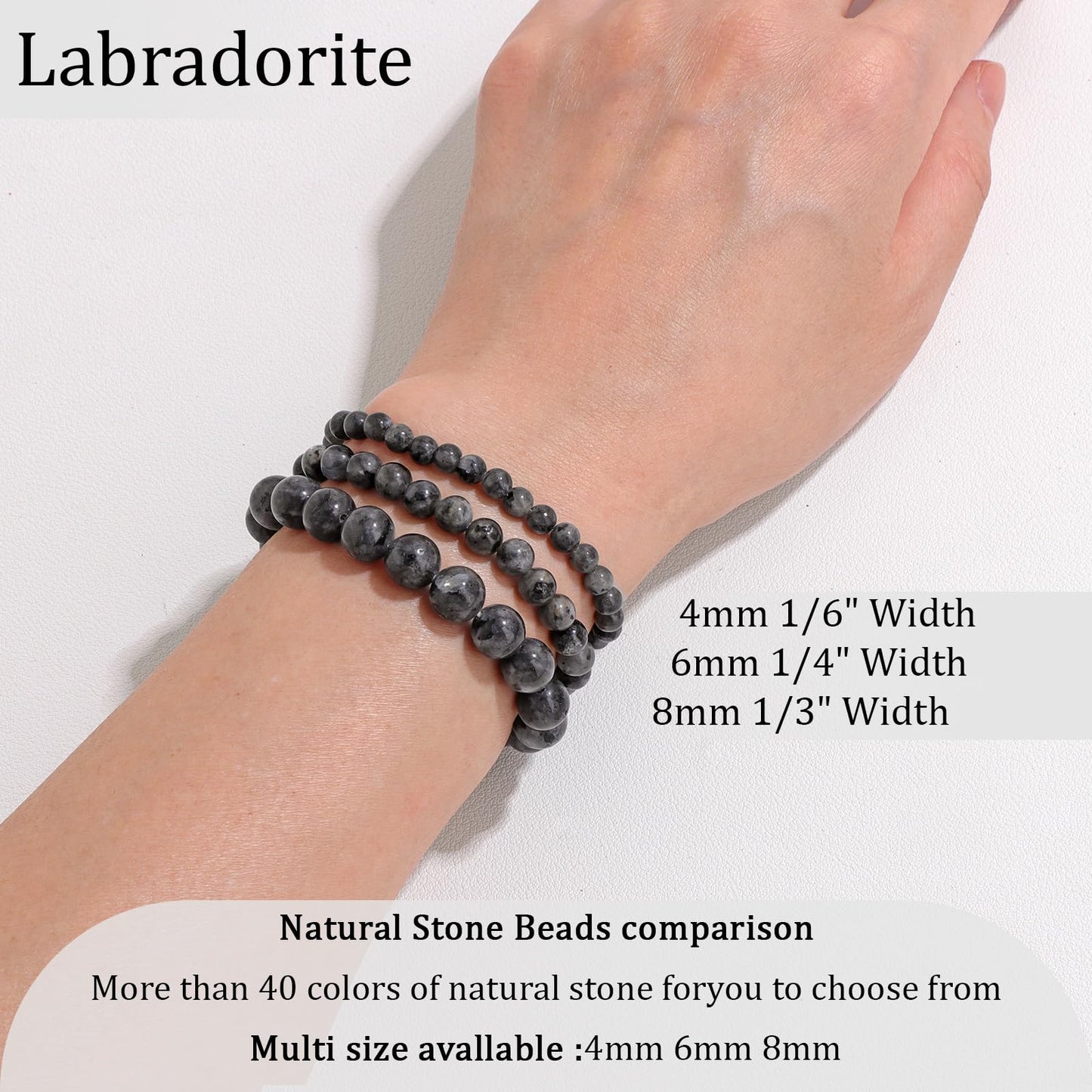 Vinswet Healing Crystal Bracelets for Women Men 8mm Labradorite Natural Stone Beaded Stretch Bracelet Handmade Gemstone Reiki Spiritual Jewelry Gifts