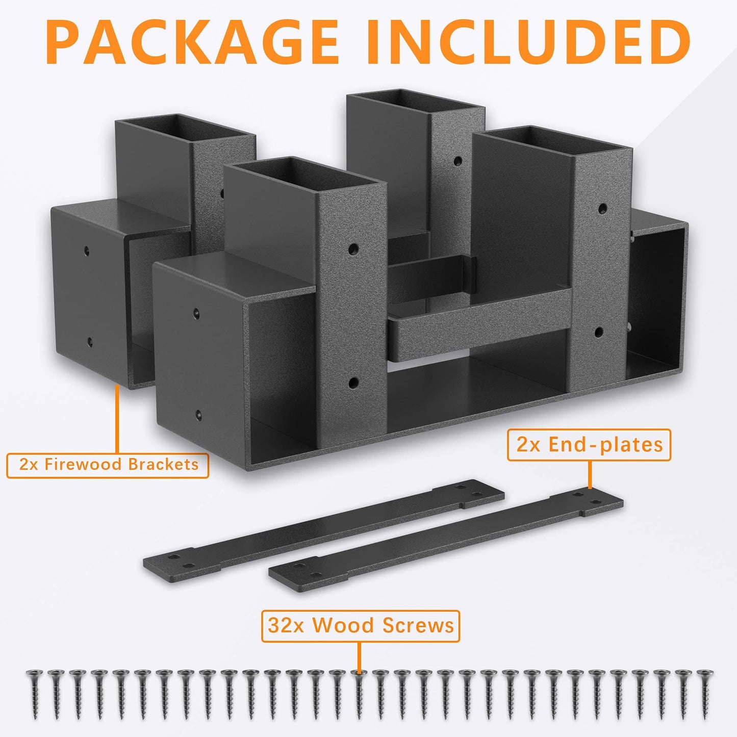 Mr IRONSTONE Firewood Rack Outdoor Indoor, Adjustable to ANY Length Firewood Log Rack Brackets Kit, Heavy Duty Fire Wood Storage Racks, Fireplace Wood Holder for Patio Deck