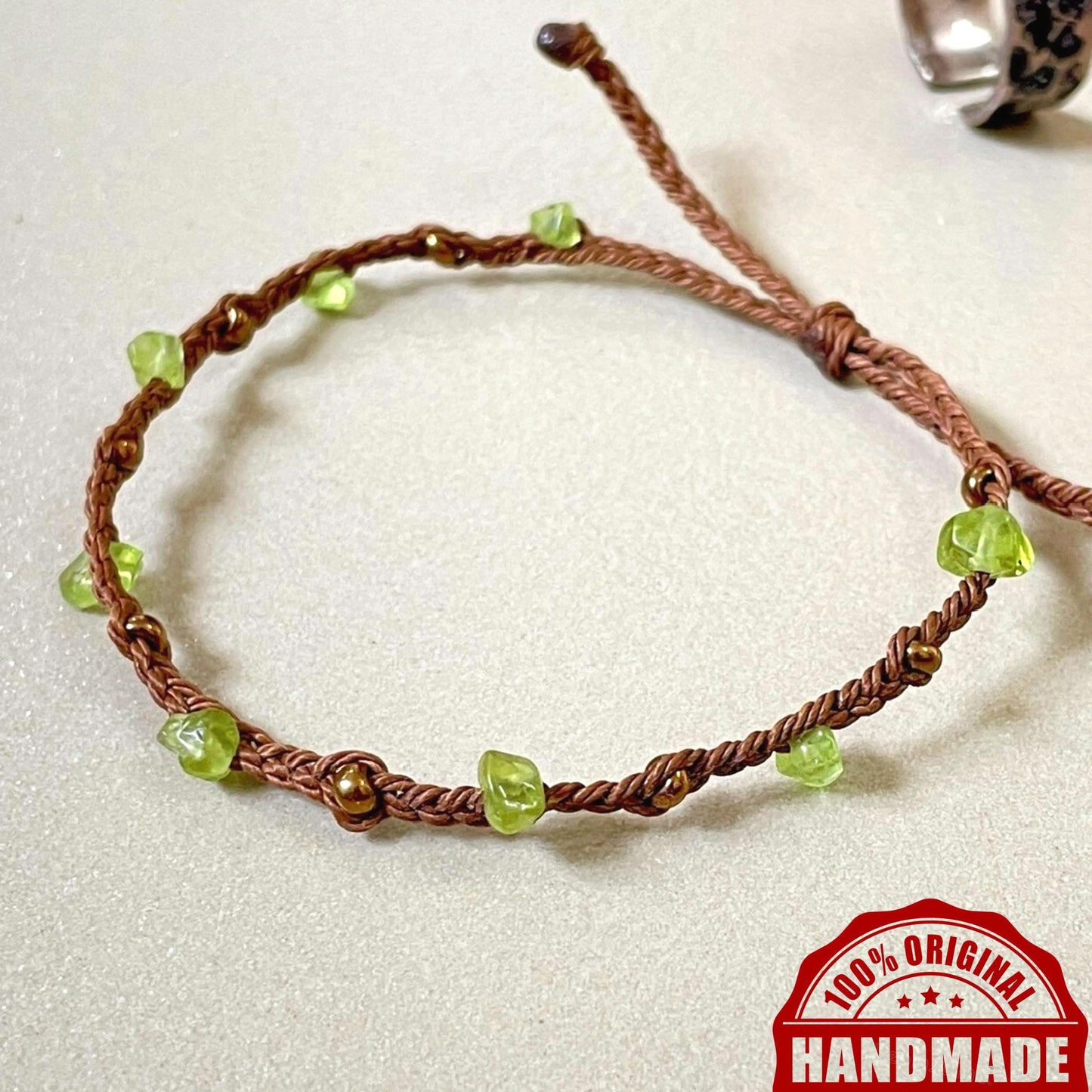 PusSoul Handmade Peridot Small Crystal Bracelet (6.5-7.5'') - Adjustable & Plus Size, Natural Healing Crystal Chips, Waterproof, Chakra Beaded - Unusual Jewelry for Women, Girl & Friendship from