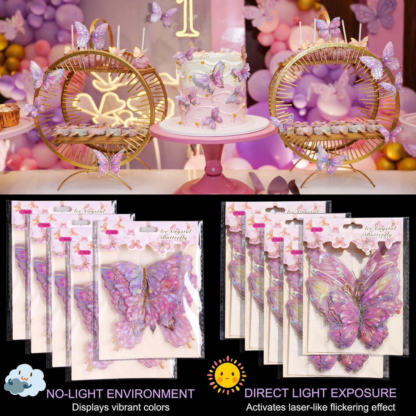 3D Butterfly Wall Decor - 50PCS Removable PVC Butterflies Wall Stickers- Multi-Size (2.8"-3.9")- DIY Removable Wall Art Decal for Kids Room, Nursery, Bedroom, Classroom, Party Decoration (Pink)