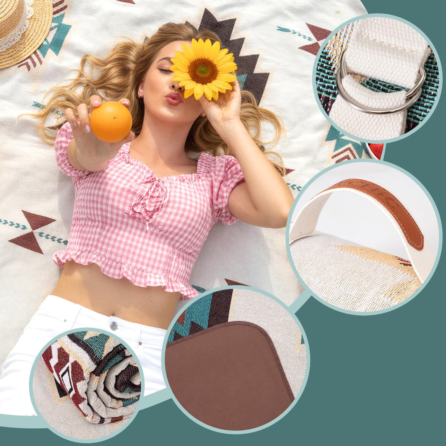 2 in 1 Extra Large Boho Beach Blanket Towel Giant Woven Outdoor Picnic Mat Camping Gear Cruise Essential 2025 Summer Vacation Must Have Airplane Travel Accessories Costa Rica Bahamas Hawaii Trip Stuff