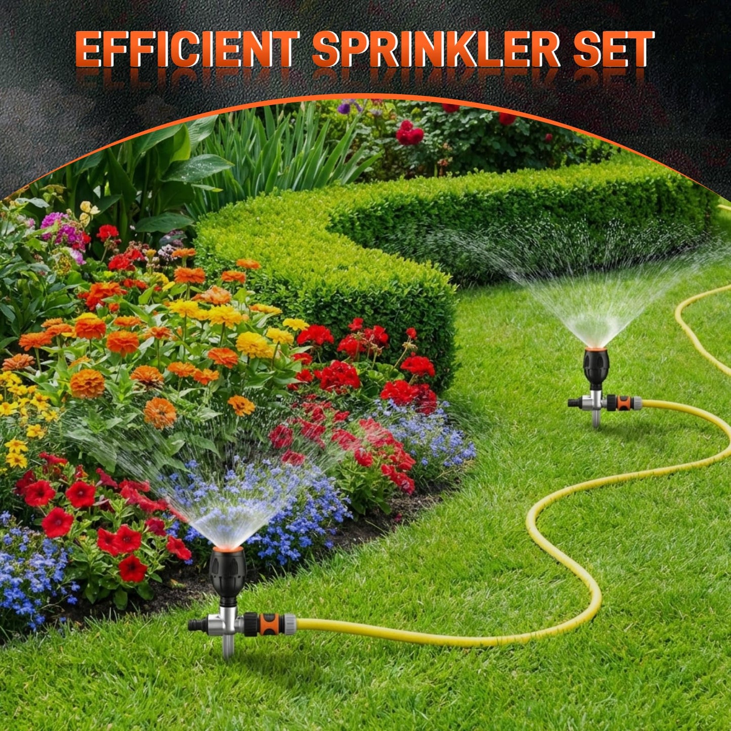 VIHOSE 4 Pack Flexible Gear Drive Sprinkler with Metal Spike Base Connectable Above Ground Sprinkler Watering System for Garden Plant Yard Lawn 360 Rotating Irrigation