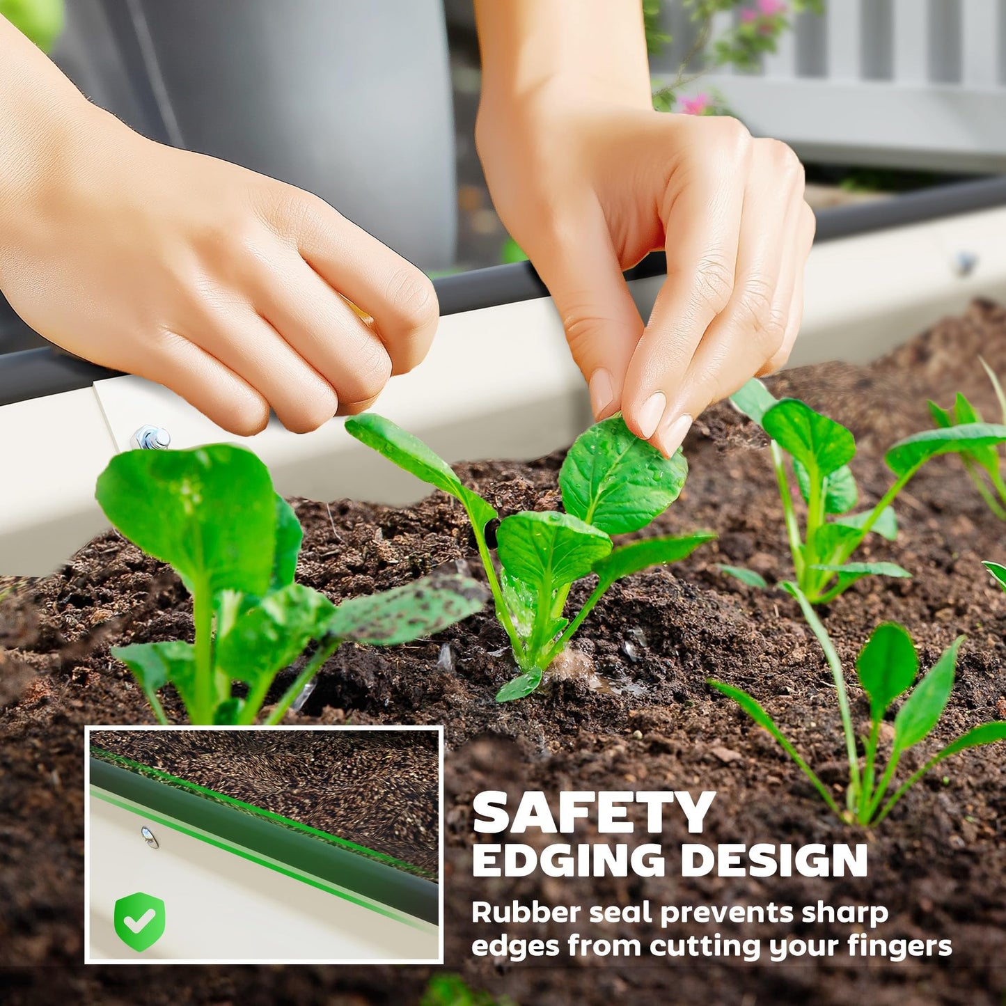 Outsunny 2PCS Galvanized Raised Garden Bed, 7' x 3' x 1' Raised Beds for Gardening with Plant Support Stakes, Rubber Strap Edging and Gloves, Metal Planter Box for Vegetables, Flowers, Cream White