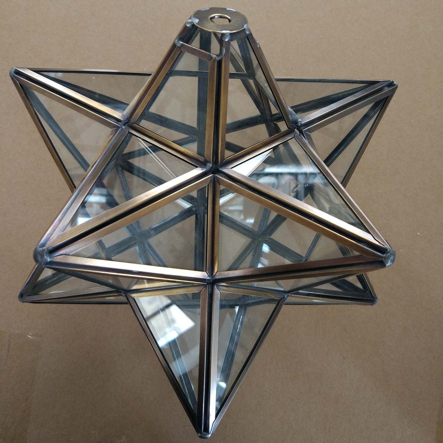 Bieye L10821 12-inch Moravian Star Tiffany Style Stained Glass Semi Flush Mount Ceiling Fixture, Suitable for Decorating Room (Clear Glass)