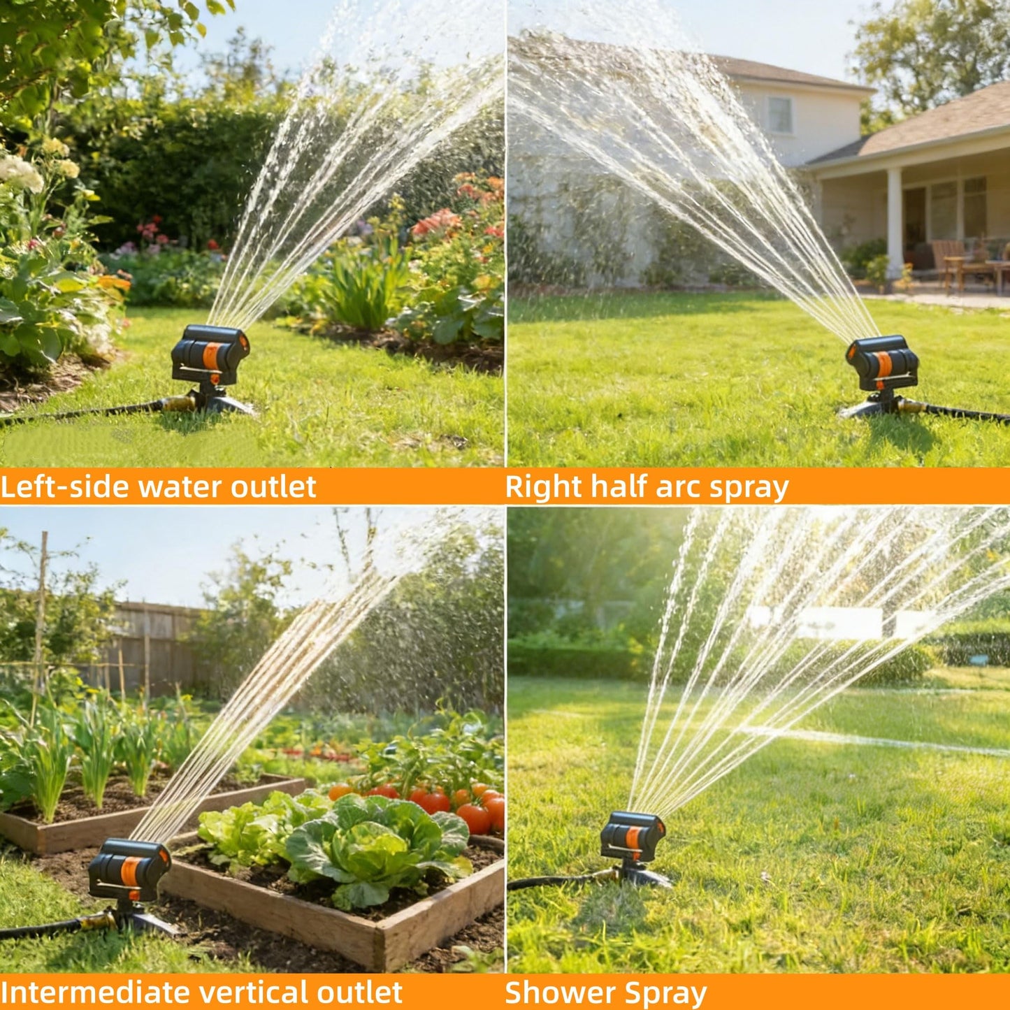 V.C.Formark Upgraded Adjustable Oscillating Sprinkler, 16 Mini Turbine, Wide Area Coverage, Heavy-Duty Triangular Bracket Compatible for Lawn Yard Garden Watering