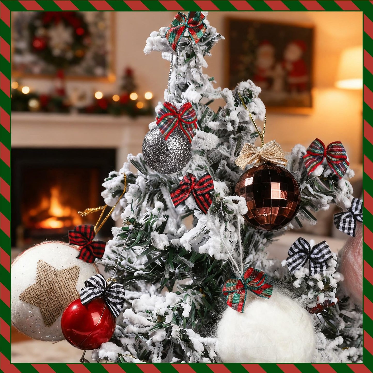 YGDZ 100 PCS Mini Christmas Bows, Small Plaid Ribbon Bows for Crafts, 1 Inch Tiny Buffalo Plaid Burlap Bows for Christmas Decor, Gift Wrapping, Christmas Tree Ornament Bows