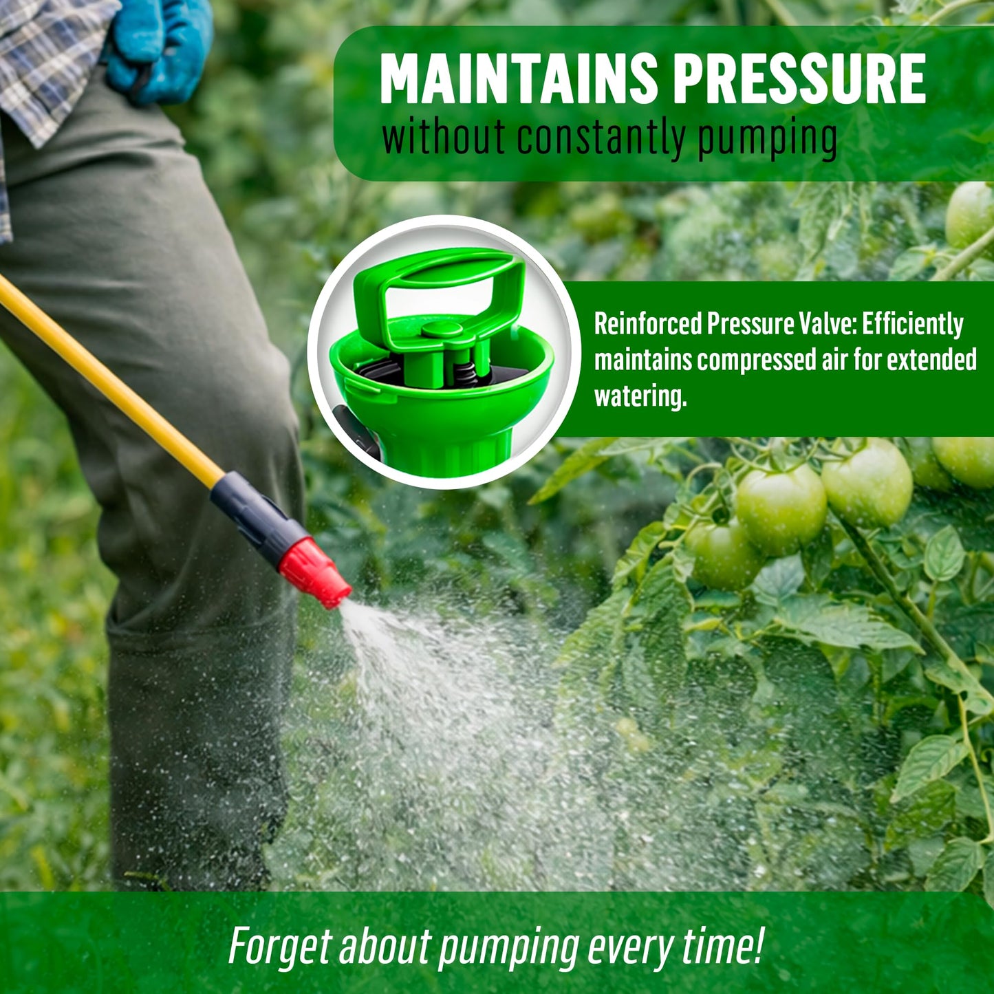 1.3 Gallon Pump Pressure Sprayer (5L) – Lawn and Garden Sprayer with Adjustable Nozzle & Shoulder Strap – for Watering Plants, Weeds, Fertilizer & Outdoor Cleaning