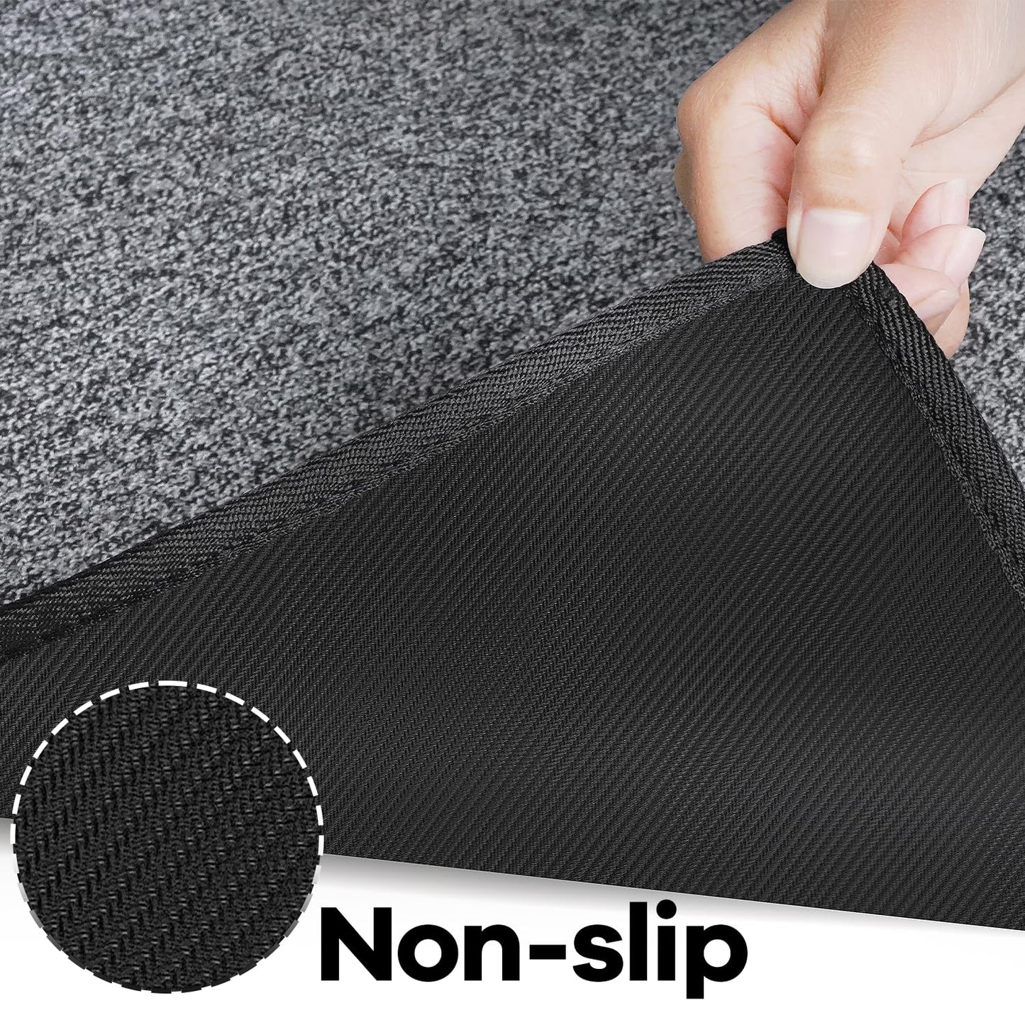 AREDO Runner Rug with Non Slip Rubber Backing, Washable Soft Floor Carpet for Kitchen, Hallway, Entryway Indoor, Bedroom, Laundry, Low Pile Area Rugs, Solid color with Pointillism style, 2*10 ft BLACK