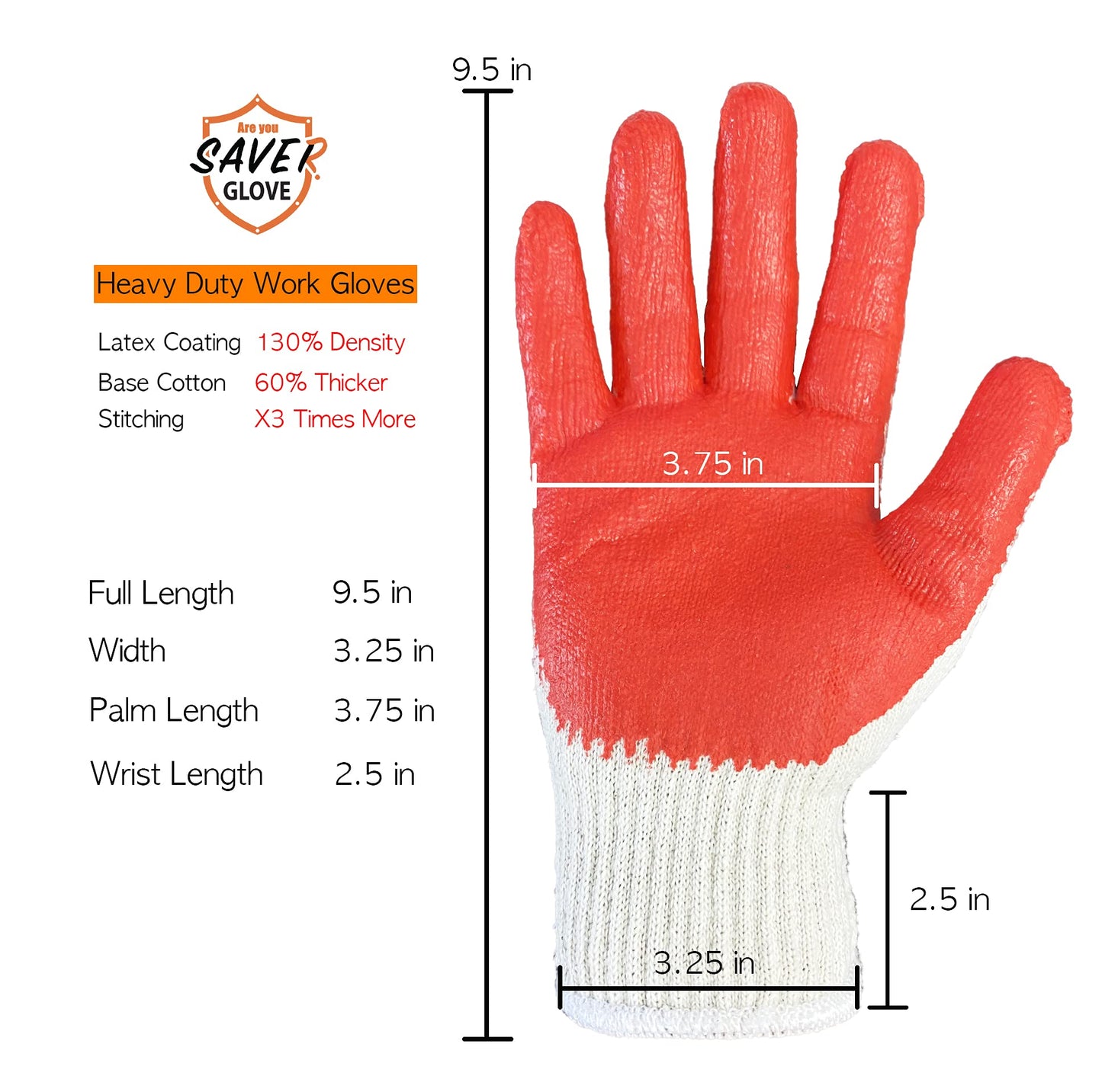 Touch Enabled SAVER 300 Pairs of Red Work Gloves for Daily Home and Garden Disposal Latex Rubber Palm Coated - Premium Daily Safety Work Gloves (Pack of 300)