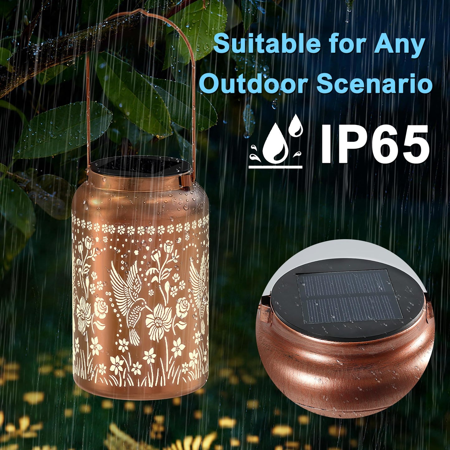 JEJOT Hummingbird Solar Lanterns Outdoor Waterproof, Mothers Day Gifts, Birthday Gifts for Women Mom Grandma,Metal Hanging Solar Lantern for Yard,Garden,Porch Landscape Deconrations-1 Pack
