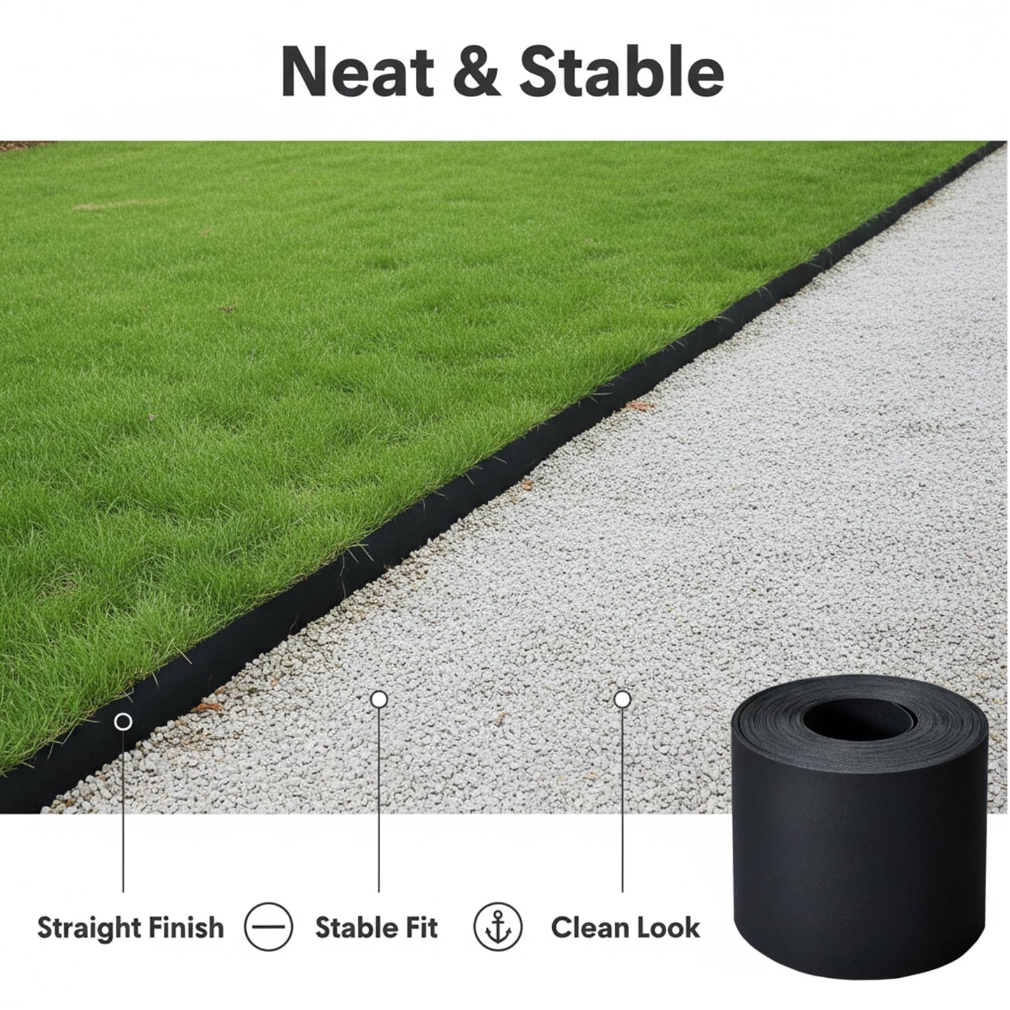 Plastic Garden Landscape Edging, 40ft Long × 5in High, Flexible PP Black Lawn Edging for Garden Borders