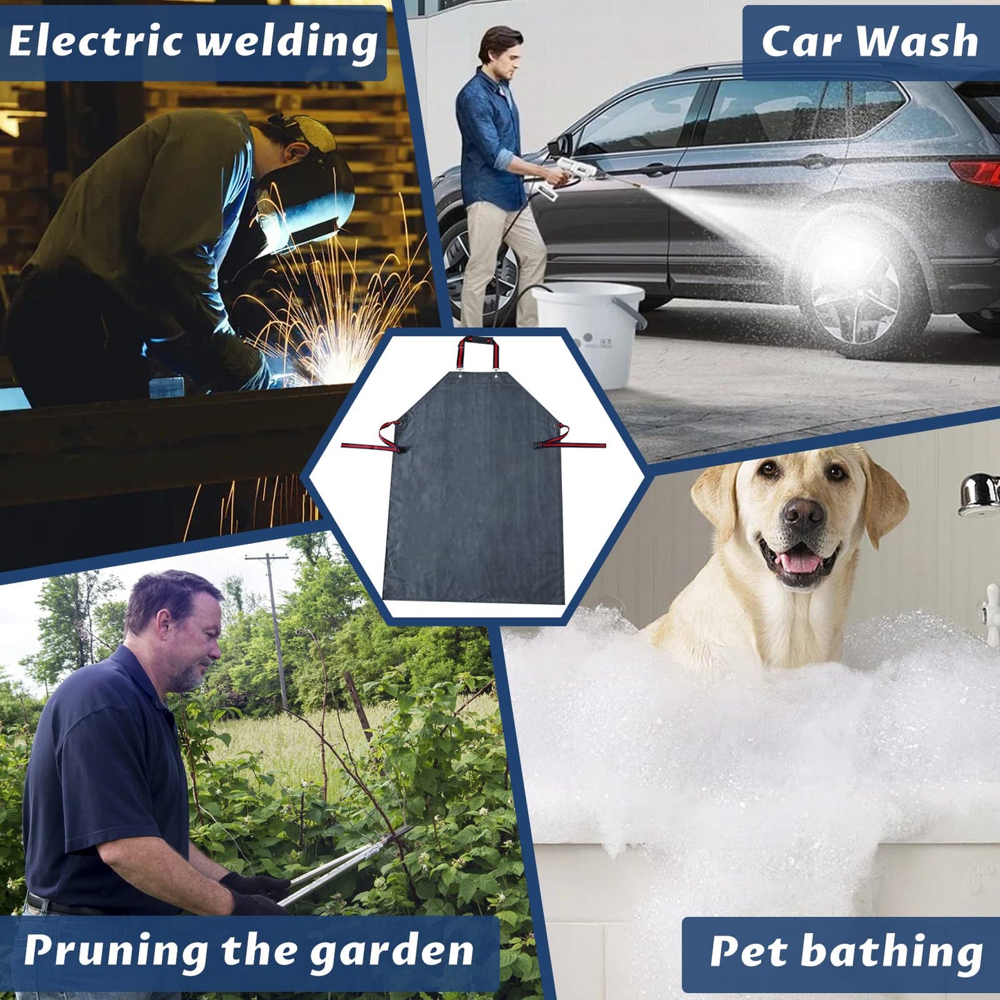 ETBOL Thick Rubber Apron,Professional Waterproof Chemical Oil Resistant Aprons for Dishwashing,Dog Grooming,Butcher(1 pack)