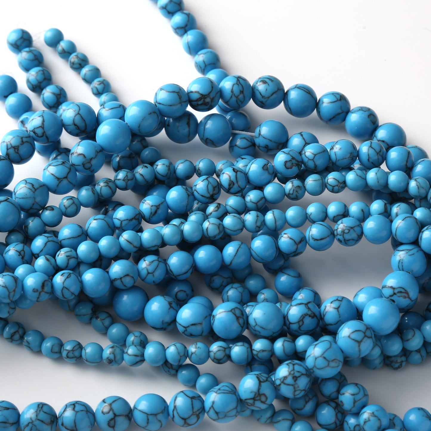 90PCS 4MM Blue Turquoises Round Loose Beads Natural Gemstone Beads for Jewelry Making DIY Bracelet Necklace 15"