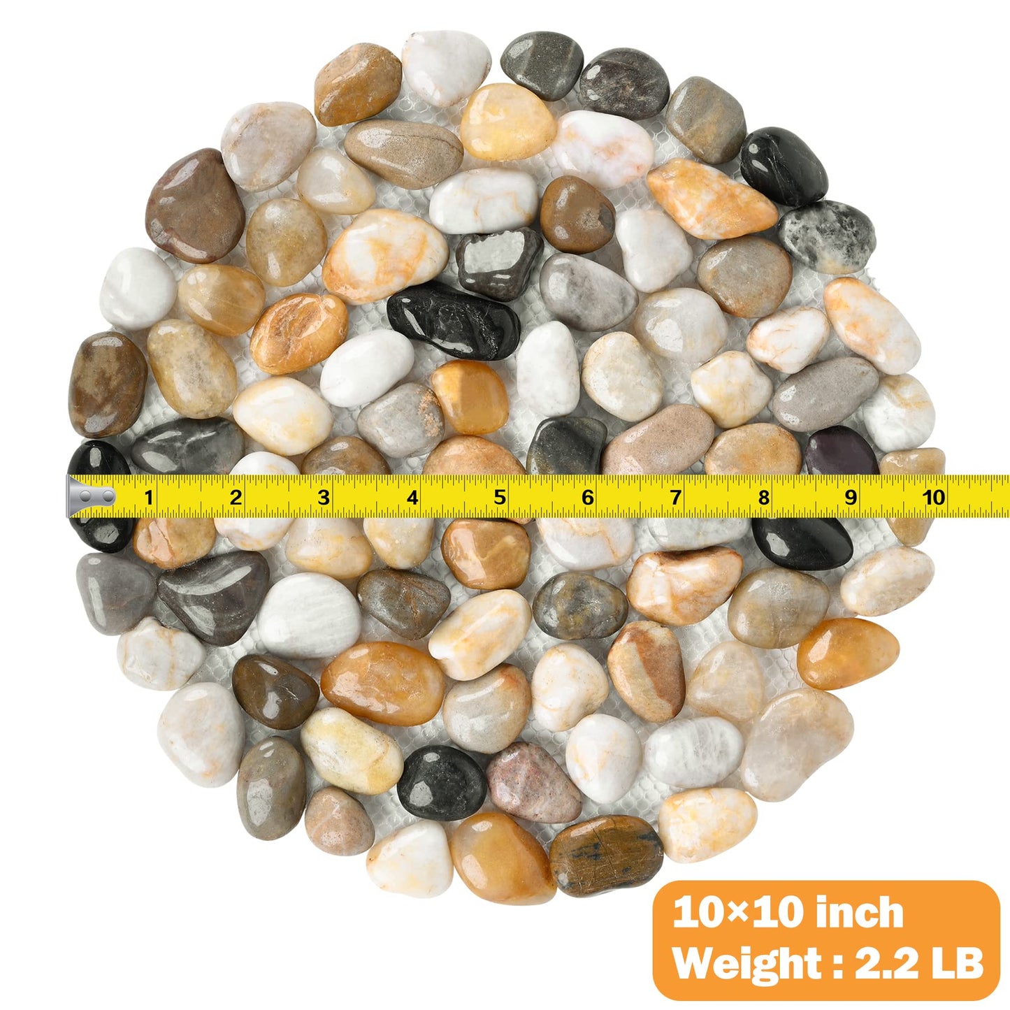 River Rock Stepping Stones Outdoor for Garden Walkway, 10 inch Diameter 3 Pcs Round Shape Paver Step Stones Polished Pebble River Stone Mat for Yard Lawn Patio Pathway Walk Way - Multi-Color