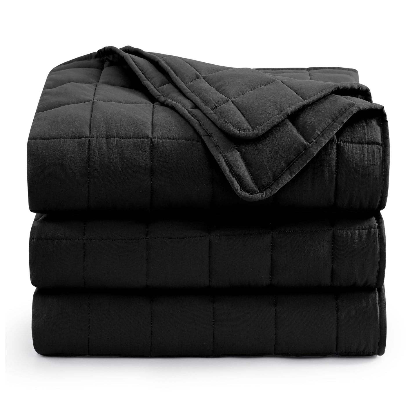 Casa Platino Blanket Full Size - Pre-Washed Quilted - Soft & Lightweight - All Season Blankets - Premium Microfiber Down Alternative Blankets - Black