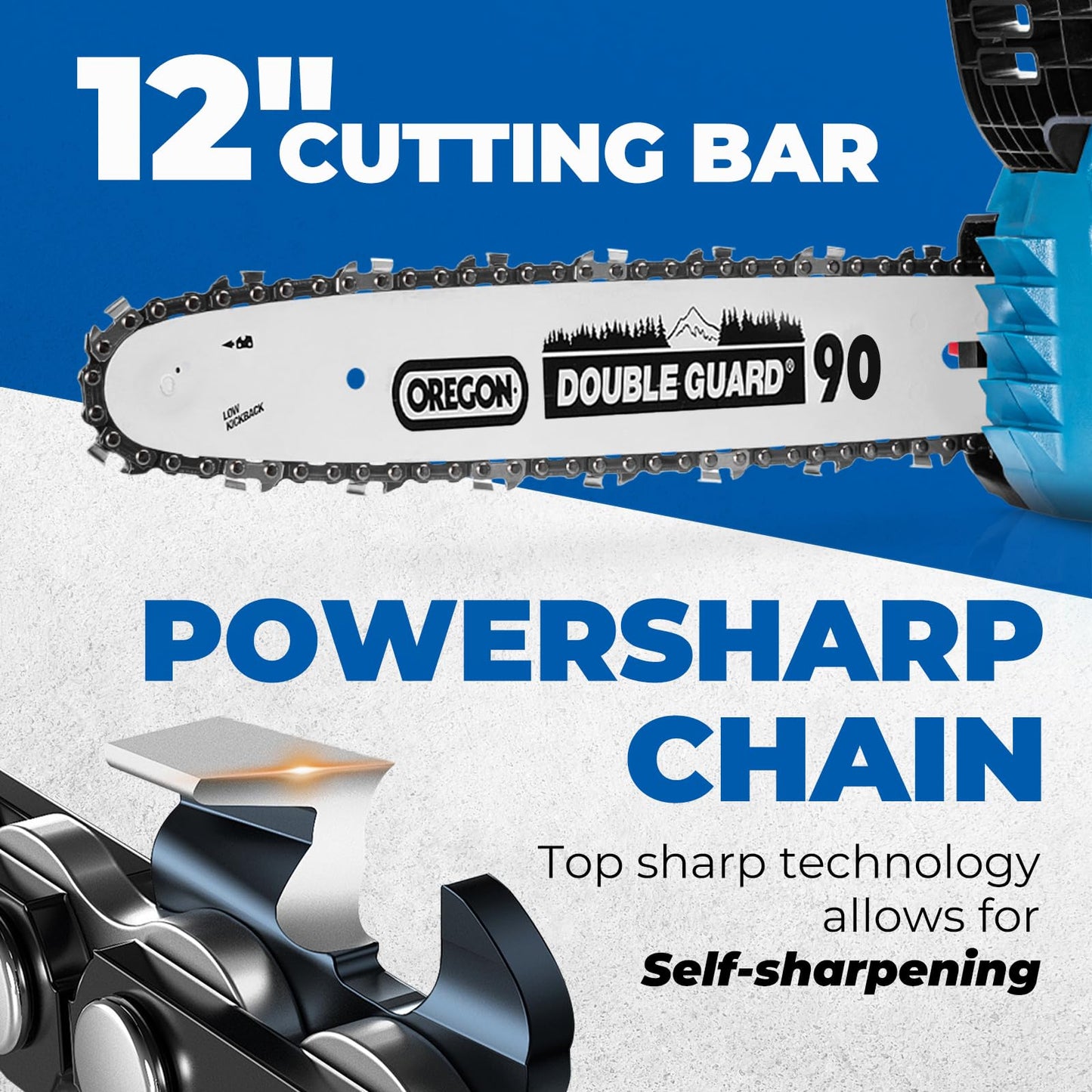 DongCheng Brushless Chainsaw, 20V 12-Inch Cordless Chain Saw, 12m/s Chain Speed, Tool-Free Tensioning, Auto Oiler, with 2×4.0Ah Batteries & Charger, Ideal for Yard Work, Pruning, Wood Cutting