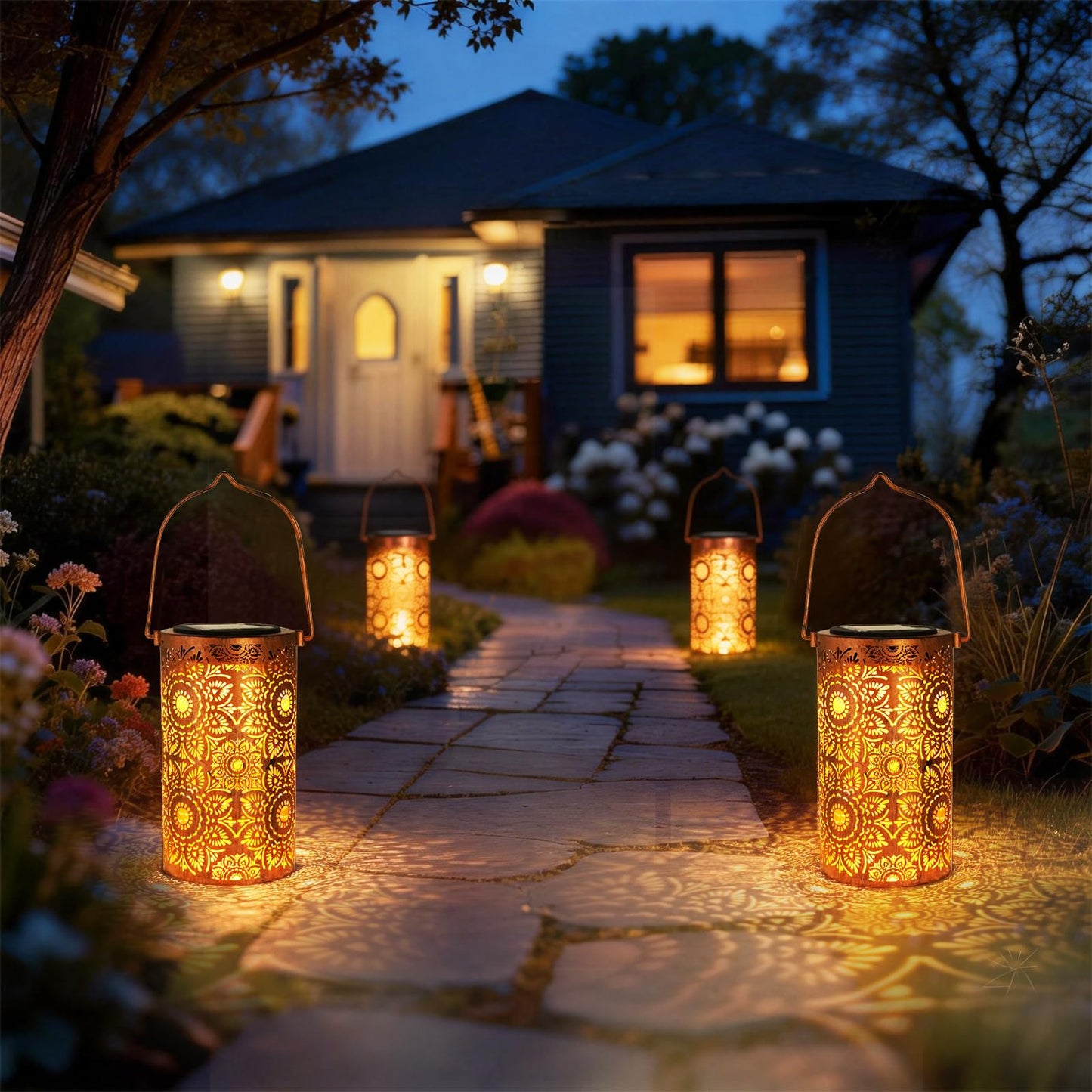 DIBIEECN Mothers Day Gifts for Mom, Birthday Gifts Grandma Ladies Solar Lanterns Outdoor Hanging Hollowed-Out Metal Waterproof LED Garden Decor Outside for Patio Yard Porch, Sunflower, 1 Pack