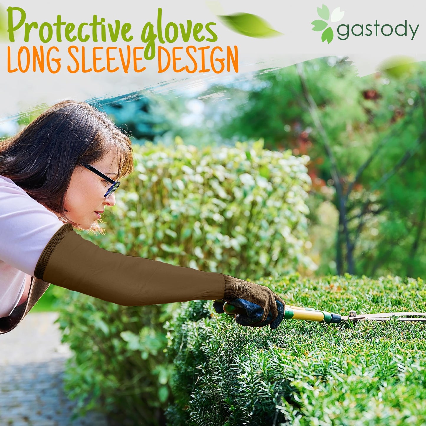 Gastody™ Long Gardening Gloves Women and Men M - Long Sleeve Garden Gloves Multipurpose Heavy Duty Outdoor and Indoor - Long Cuff Garden Gloves - Thorn Resistant Protective Work Rose Pruning Gloves