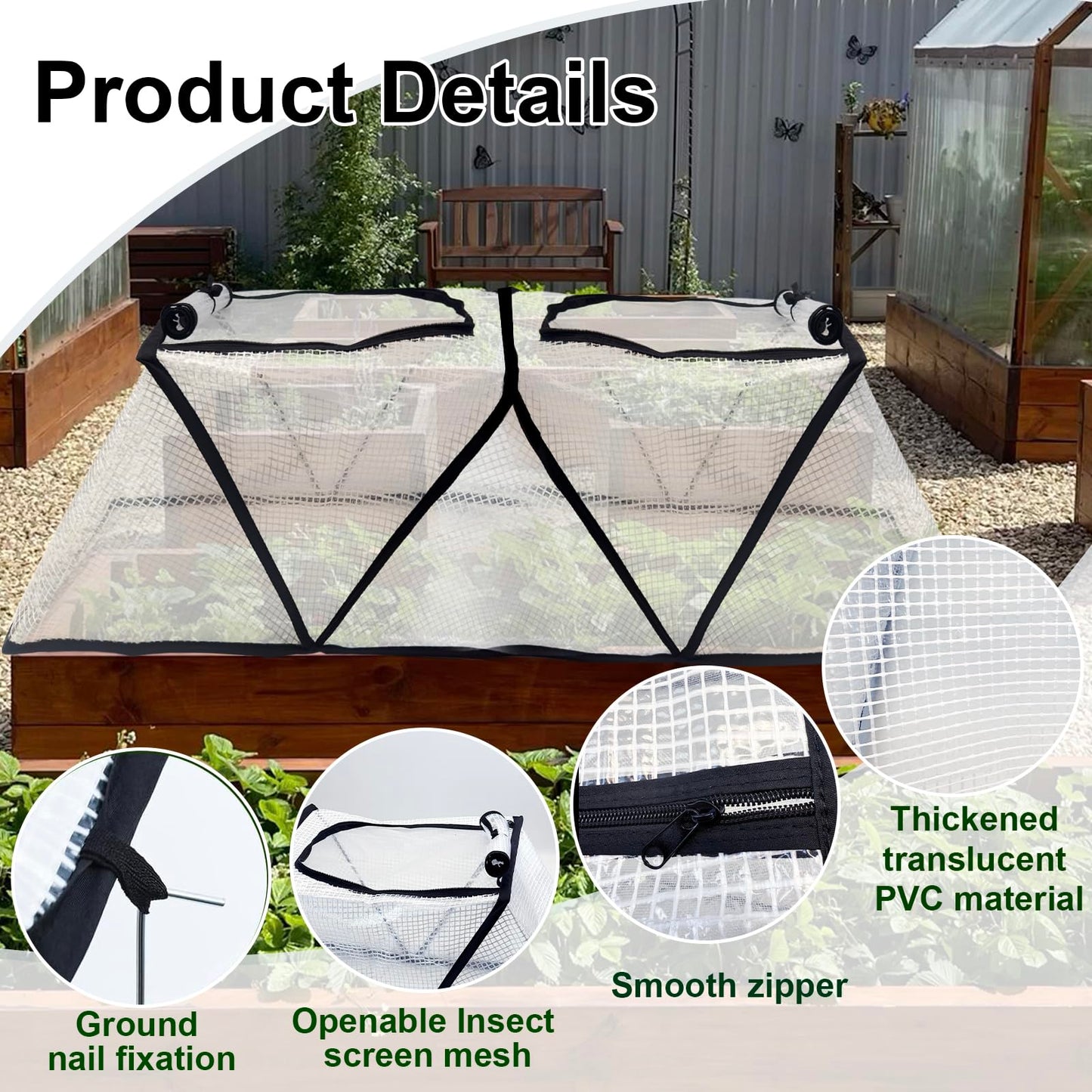 48" X 13.4" X 14" Foldable Plant Winter Frost Cover Protection for Garden Beds, Garden Row Accelerator Plants Cover with Insect Net Spring-Up Greenhouse Frost Cover for Vegetable Plant (2PCS)