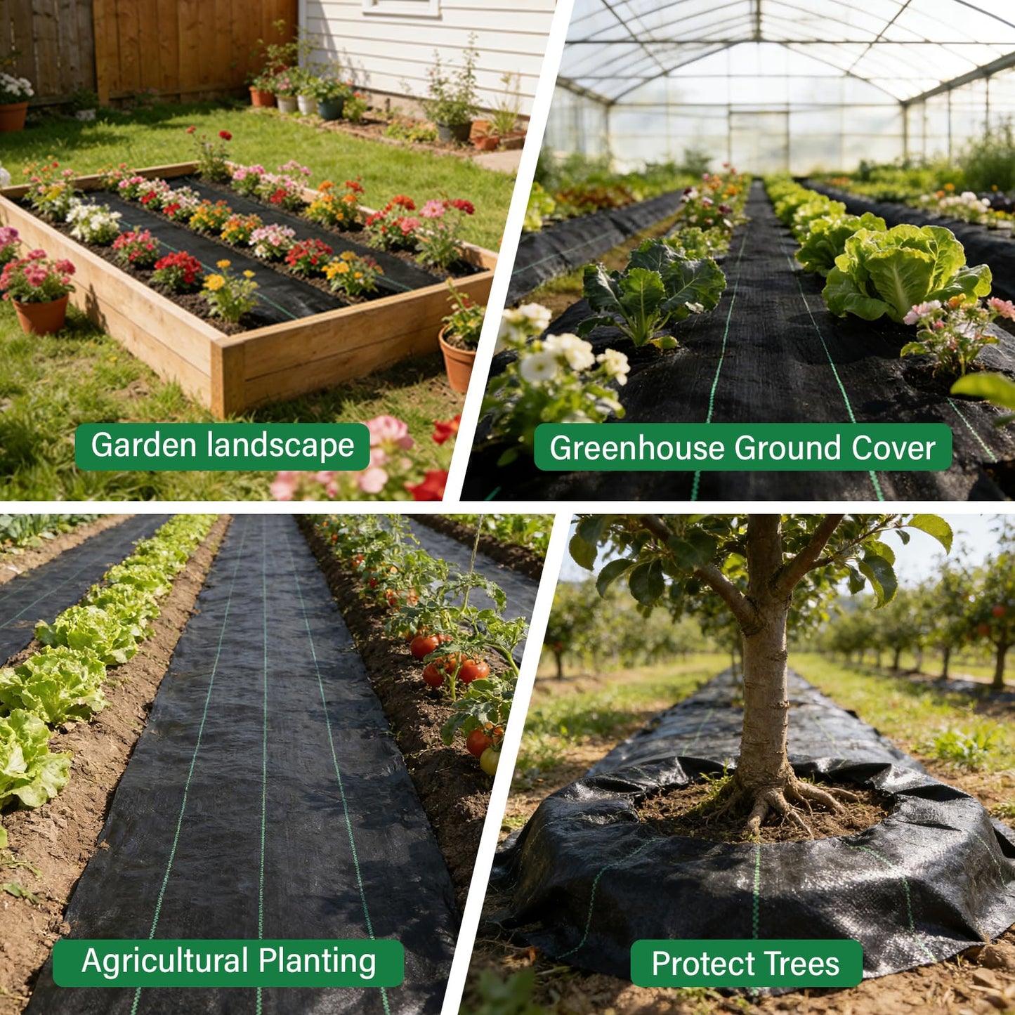 luckybao 3ft*100ft Landscape Fabric,Weed Barrier Fabric,3.2oz Heavy Duty Weed Blocker Fabric,Weed Contorl for Underlayment,Gardening Weed Mat-Durable,Easy Installation