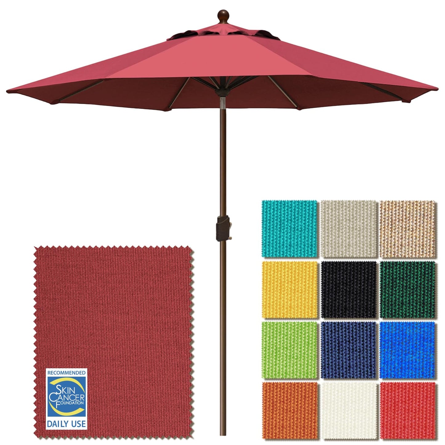 EliteShade USA 10-Year-Non-Fading 9Ft Market Patio Umbrella, UPF 50+ UV Protection Performance Sun Umbrella, Heavy Duty Commercial Grade Outdoor Table Umbrella with Crank & Tilt, Windproof Vented Top for Garden, Pool, Deck and Outdoor Playsets, Burgundy