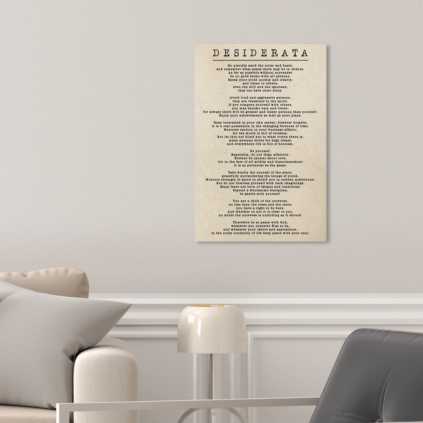 The Oliver Gal Artist Co. Typography Wall Art Canvas Prints Inspirational Quotes and Sayings Desiderata Parchment Home Décor, 10" x 15", Stretched