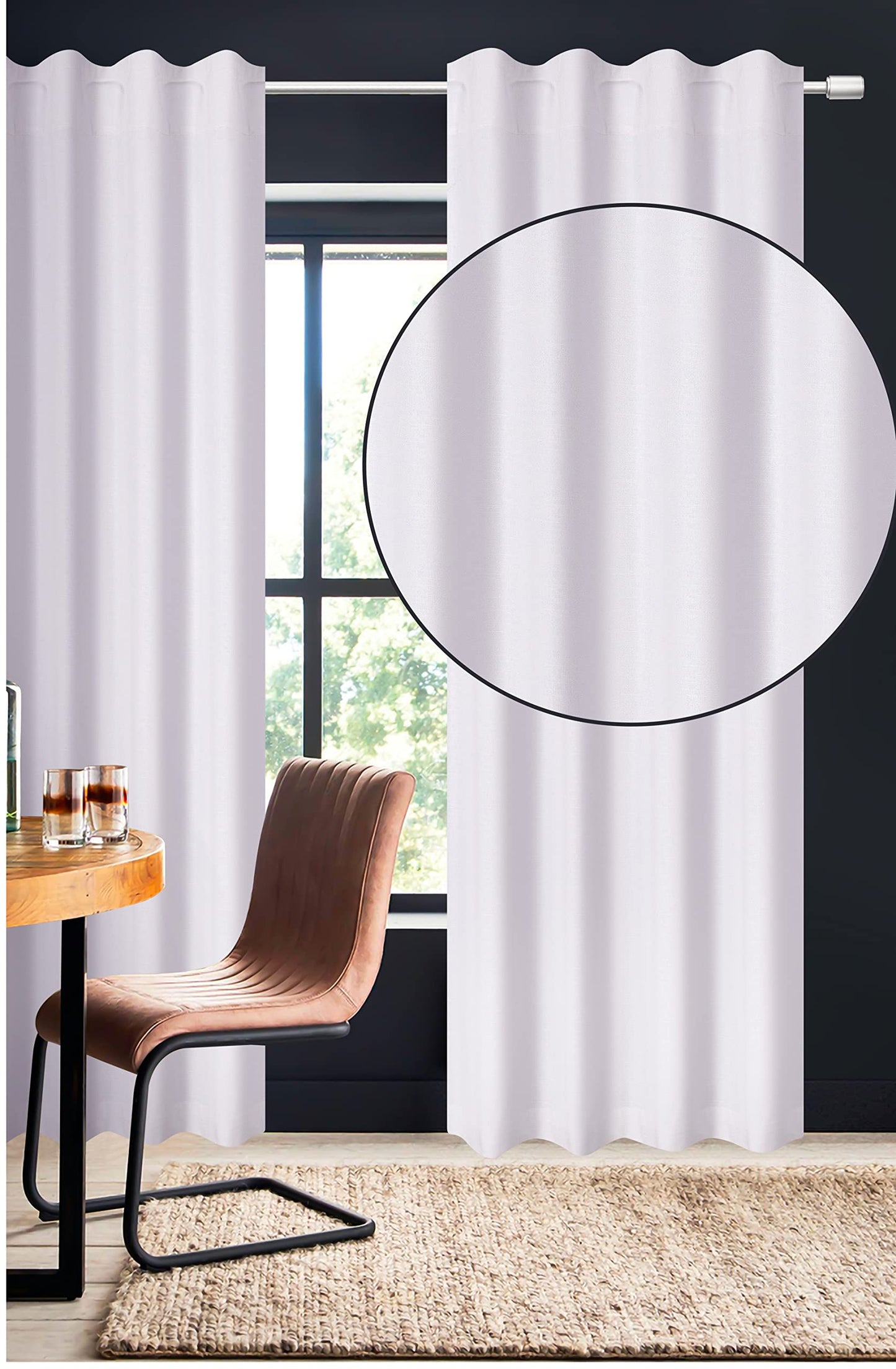 Lightnpro White Cotton Curtains 96 Inches Long - Set of 2 Farmhouse Tab Top Drapes 50x96 for Living Room, Bedroom, or Dining, Light Filtering Curtain Panels, Classic Window Treatment