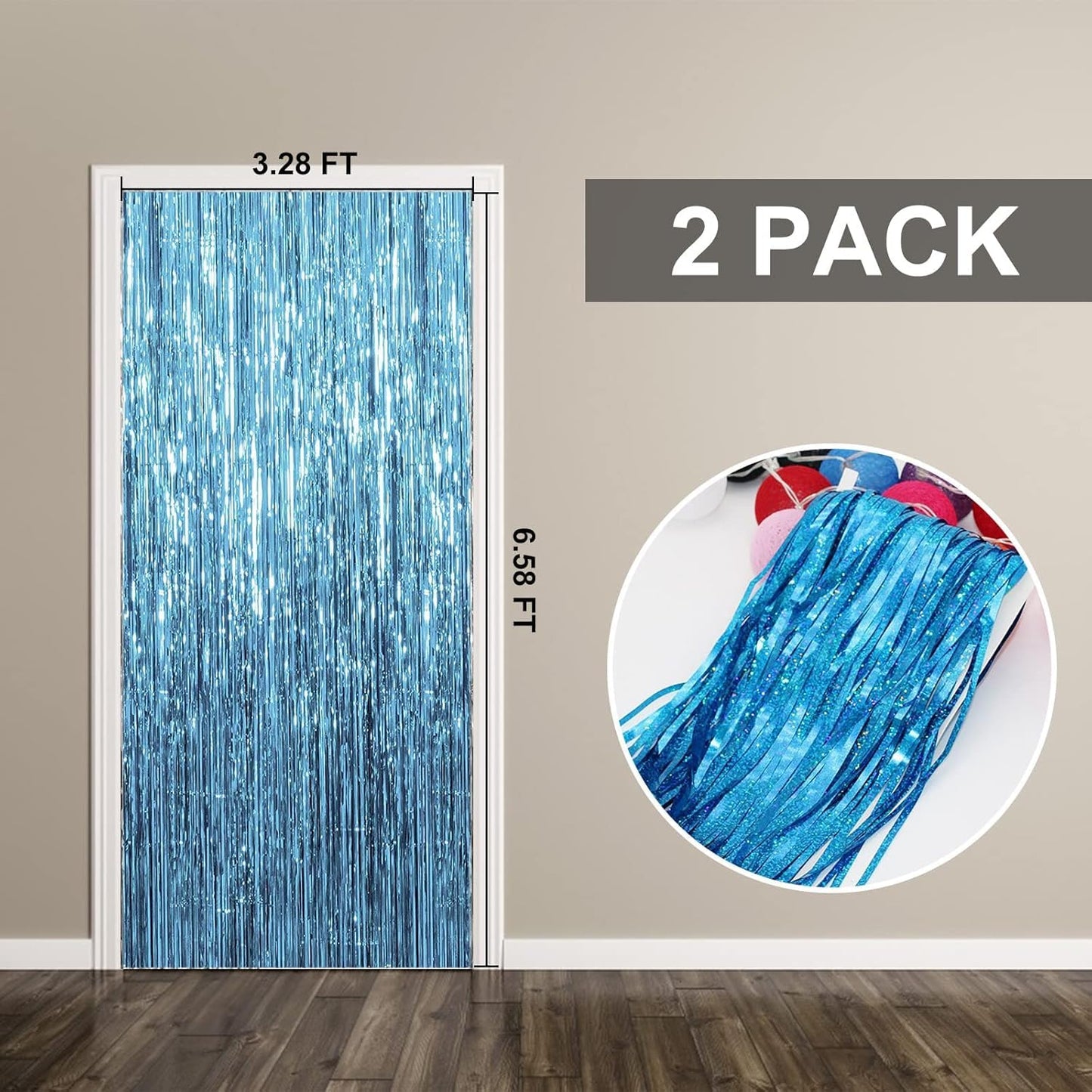 2 Pack Party Decorations Blue Streamers Fringe Backdrop Ocean Themed Decorations Foil Curtain Backdrop Blue Birthday Baby Shower Bachelorette Christmas Party Decor Supplies