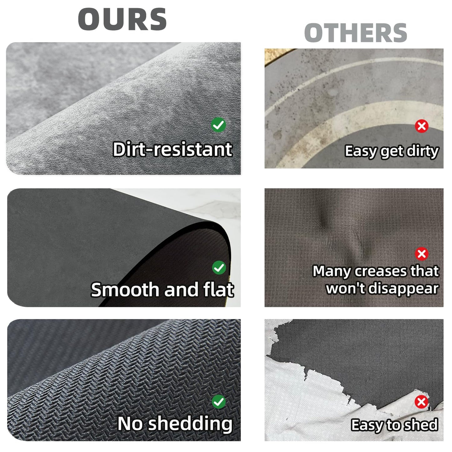 TYUU Bathroom Mat Quick Dry, Bathroom Rugs Non Slip Washable Thin Absorbent Bath Mat Fits Under Door Bathroom Floor Mat Perfect for Bath, Shower, or Sink 16"x24" Light Grey